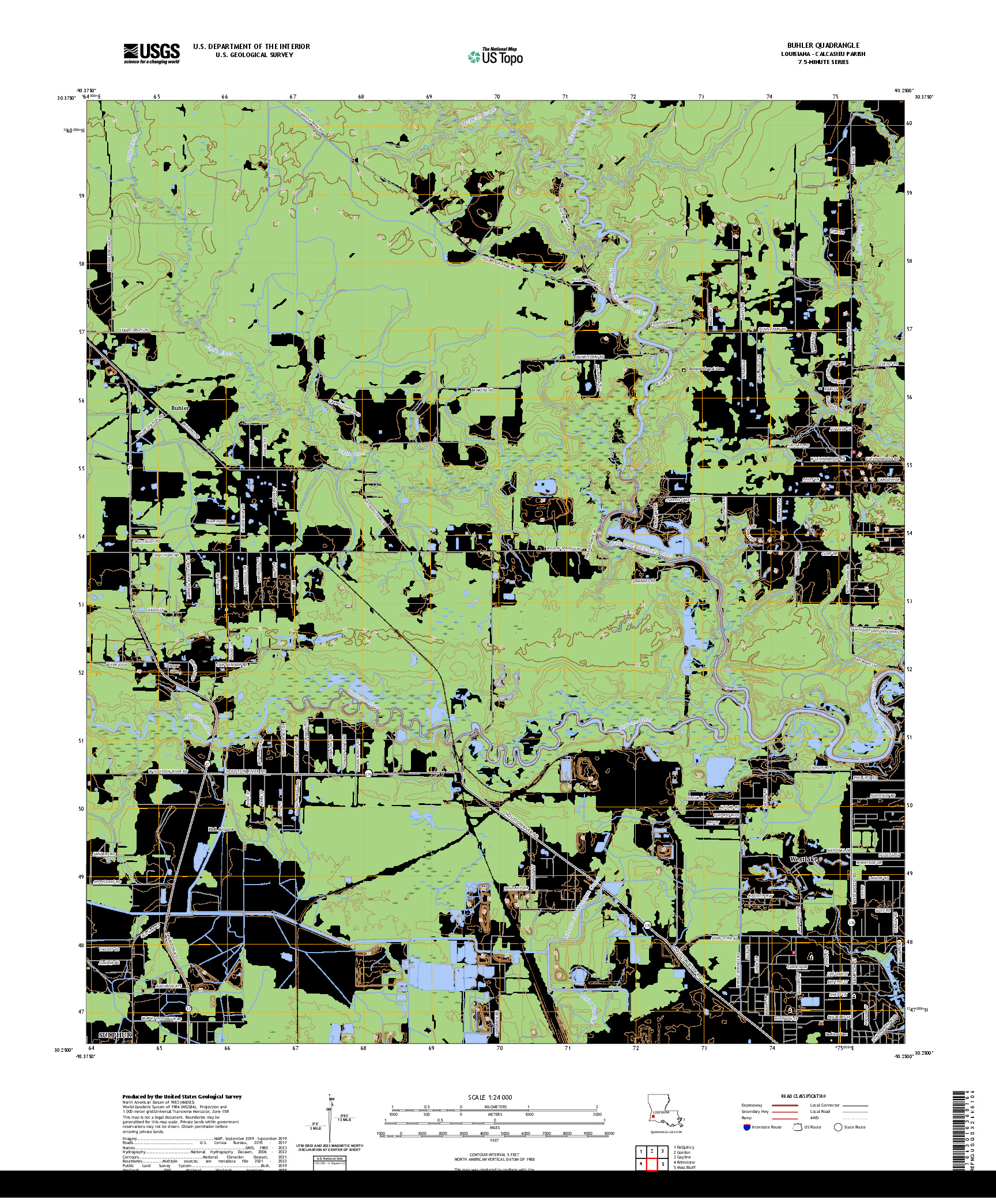 US TOPO 7.5-MINUTE MAP FOR BUHLER, LA