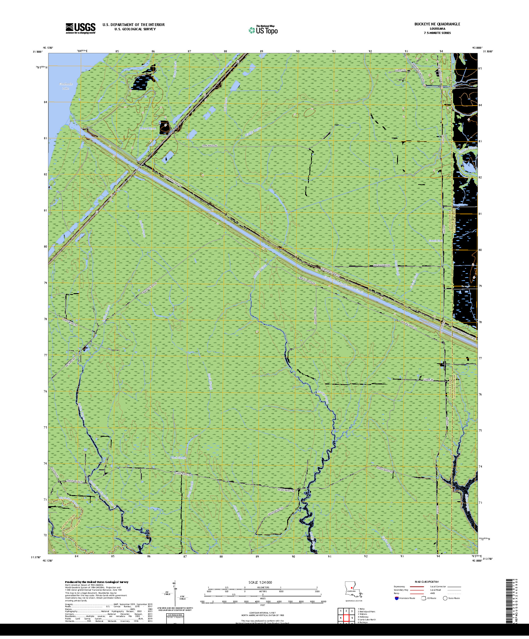 US TOPO 7.5-MINUTE MAP FOR BUCKEYE NE, LA