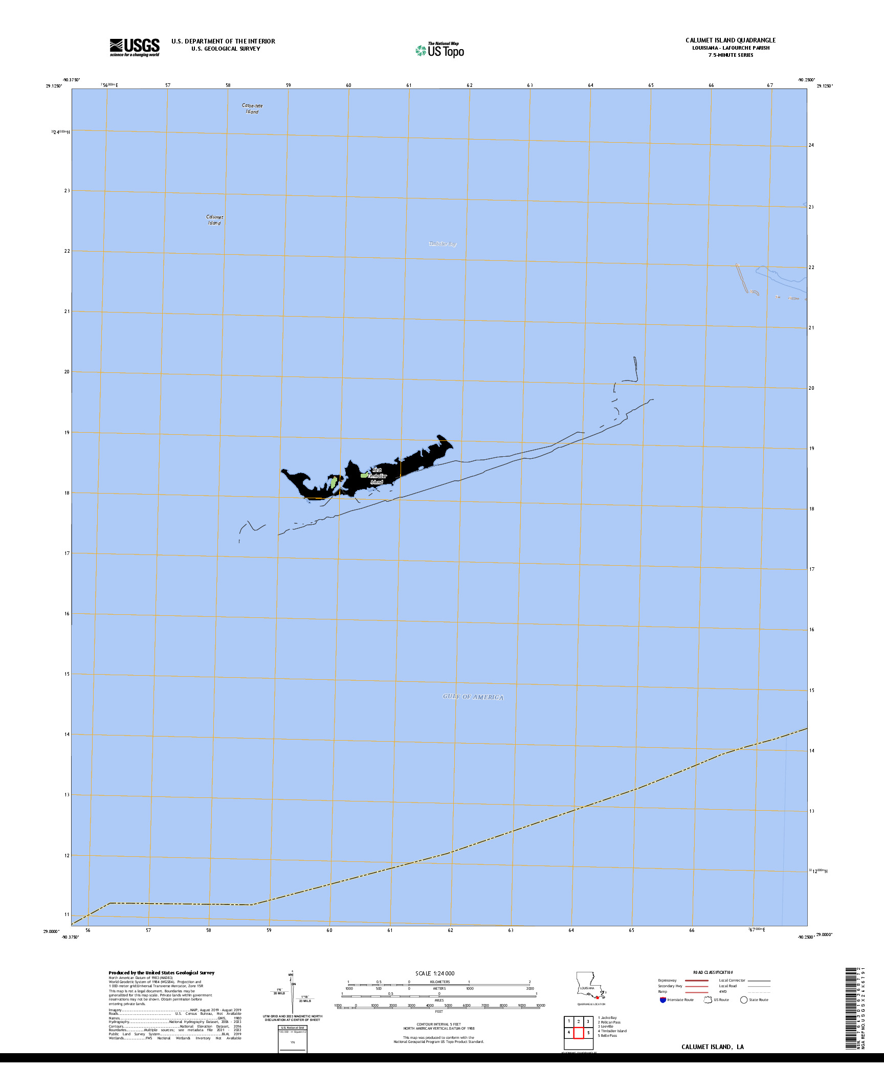 US TOPO 7.5-MINUTE MAP FOR CALUMET ISLAND, LA