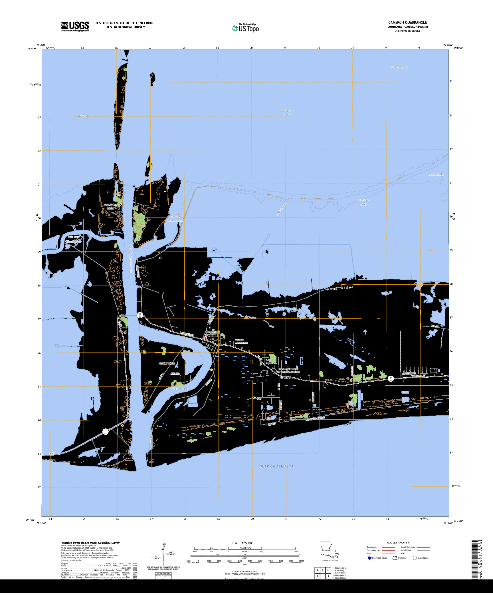 US TOPO 7.5-MINUTE MAP FOR CAMERON, LA
