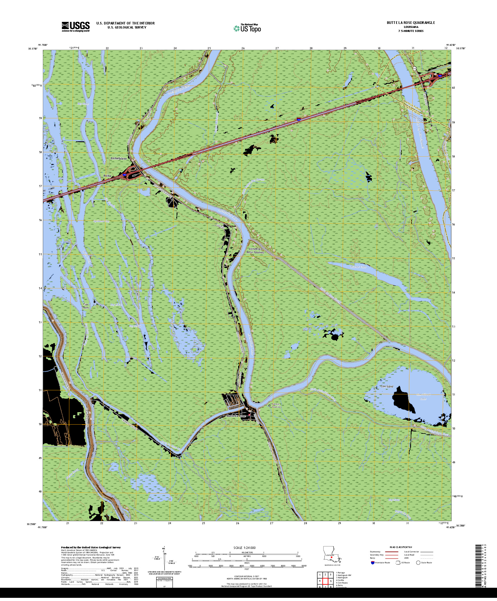 US TOPO 7.5-MINUTE MAP FOR BUTTE LA ROSE, LA