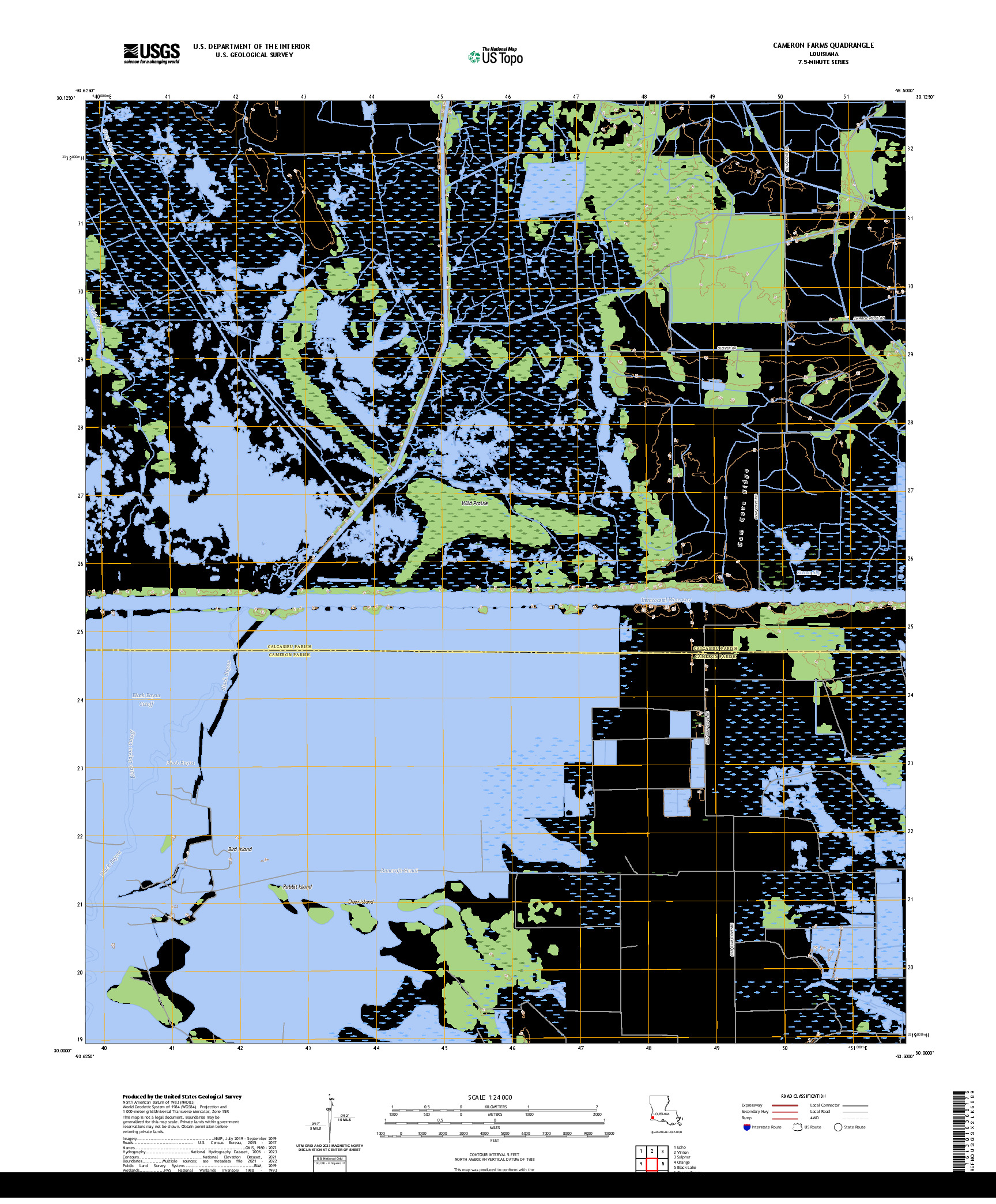 US TOPO 7.5-MINUTE MAP FOR CAMERON FARMS, LA