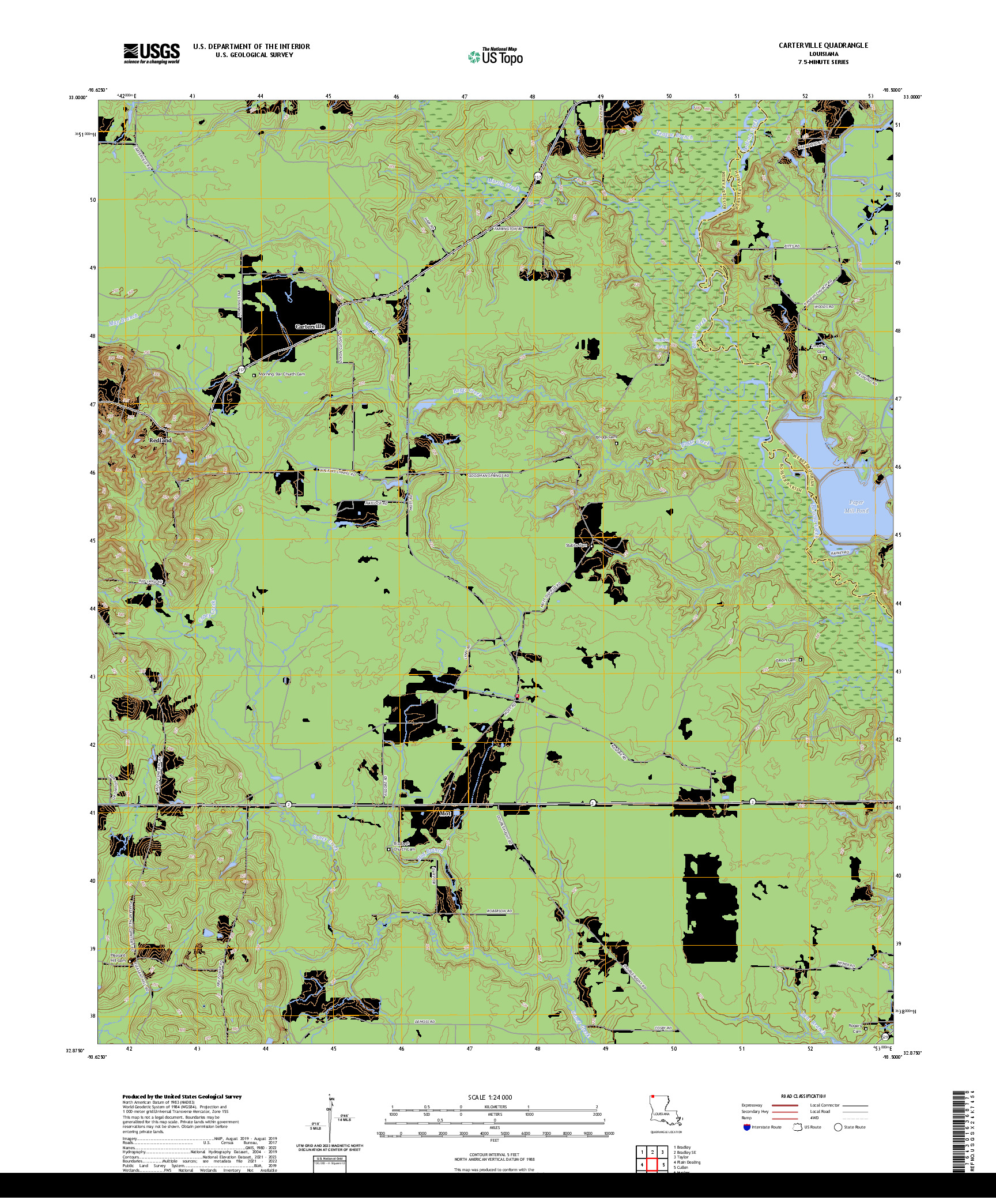 US TOPO 7.5-MINUTE MAP FOR CARTERVILLE, LA