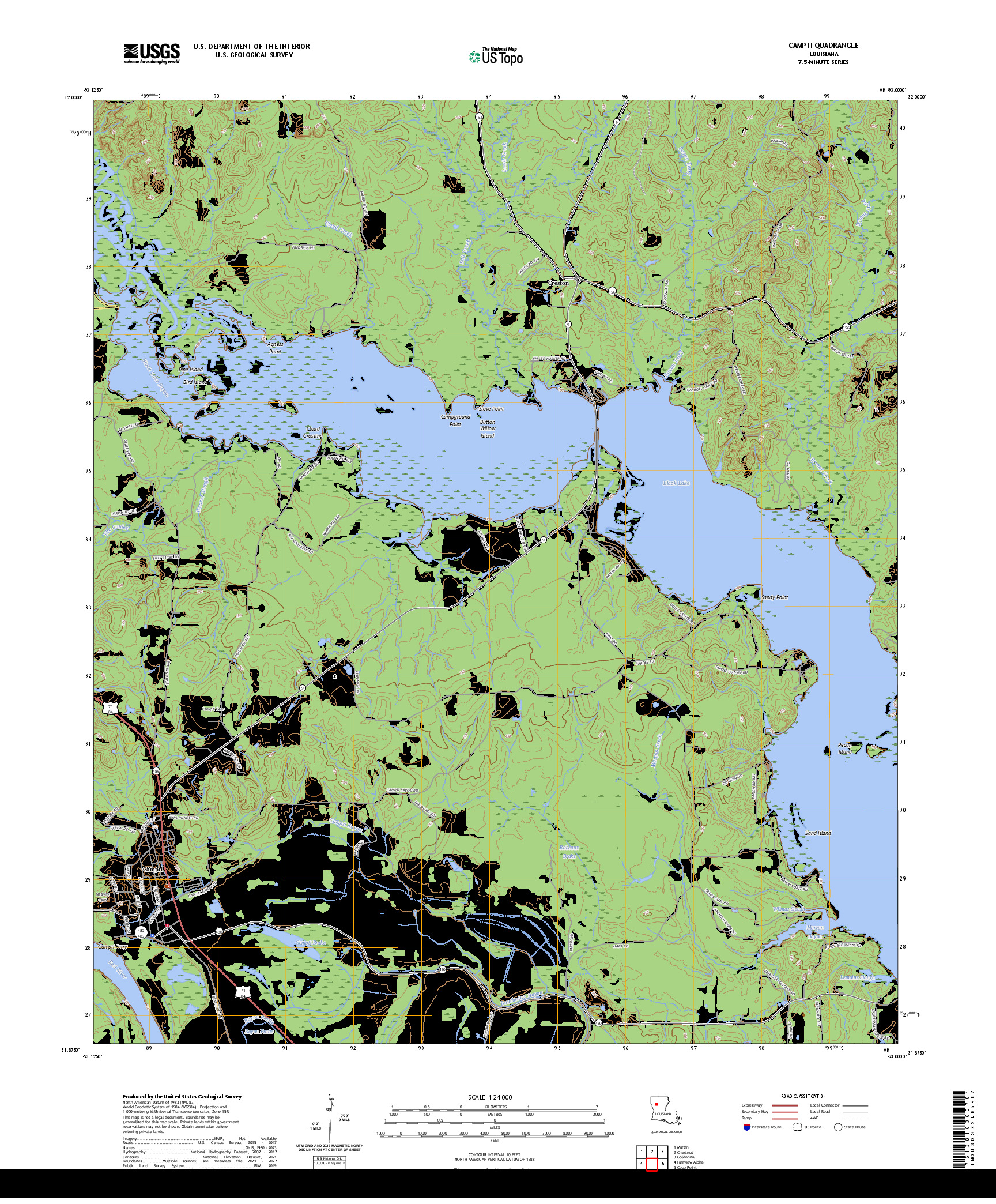 US TOPO 7.5-MINUTE MAP FOR CAMPTI, LA