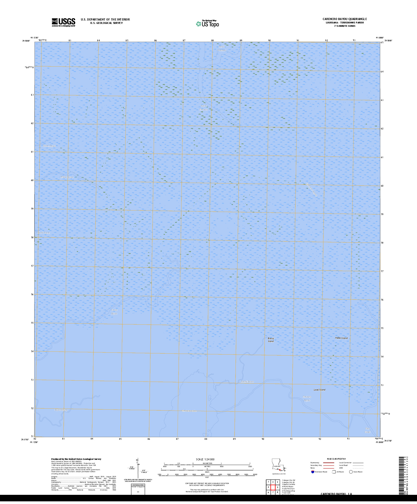 US TOPO 7.5-MINUTE MAP FOR CARENCRO BAYOU, LA