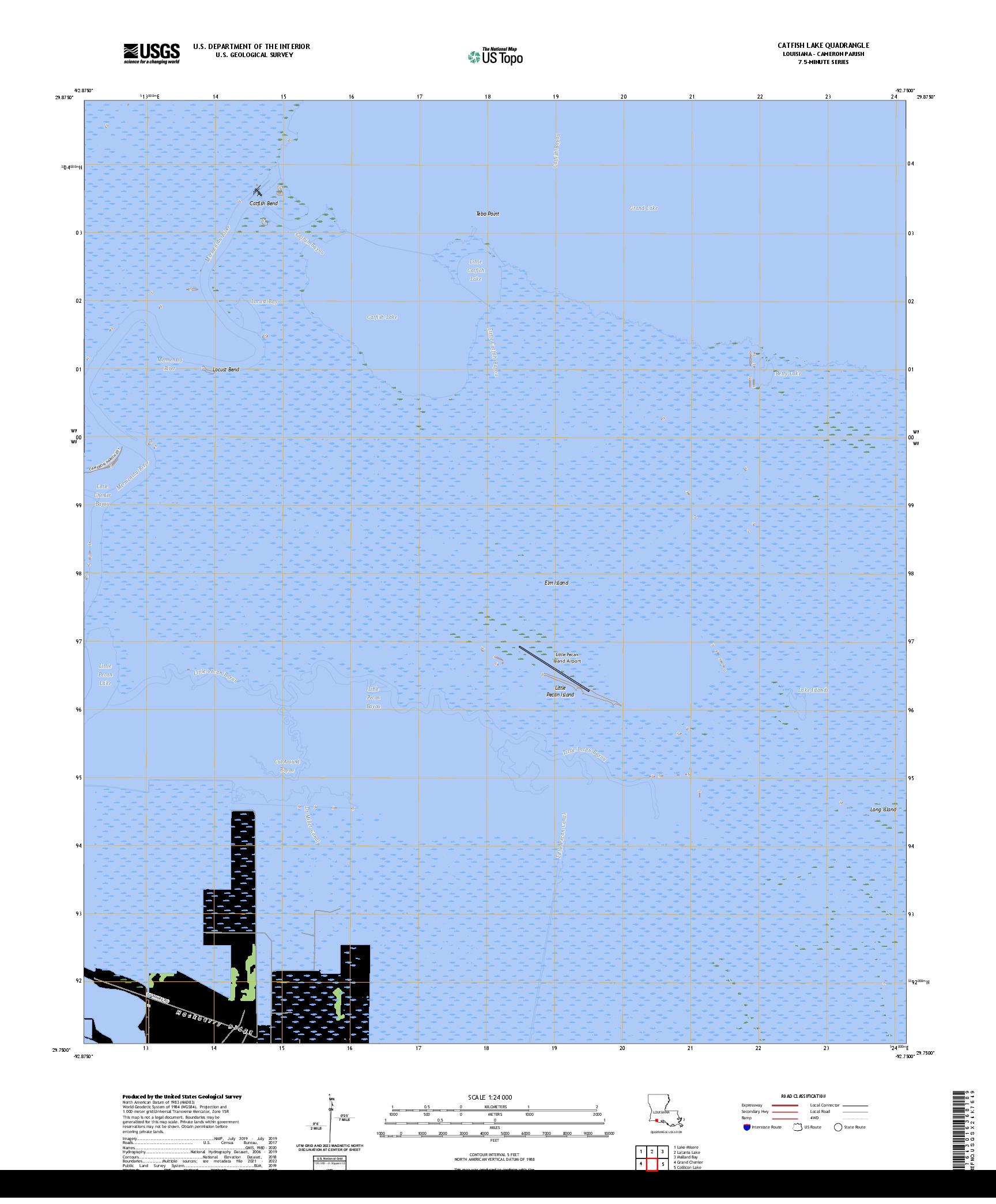 US TOPO 7.5-MINUTE MAP FOR CATFISH LAKE, LA