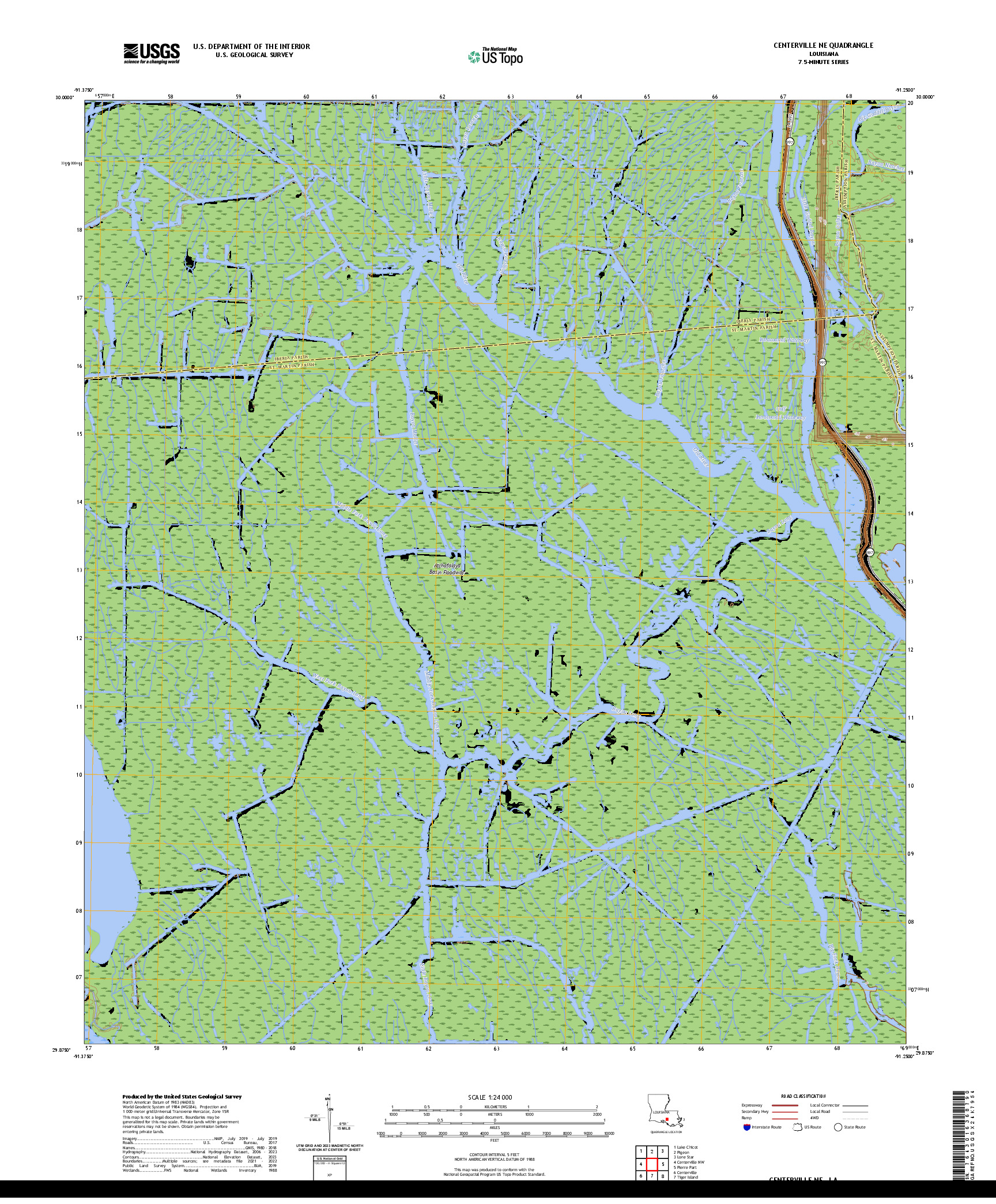 US TOPO 7.5-MINUTE MAP FOR CENTERVILLE NE, LA