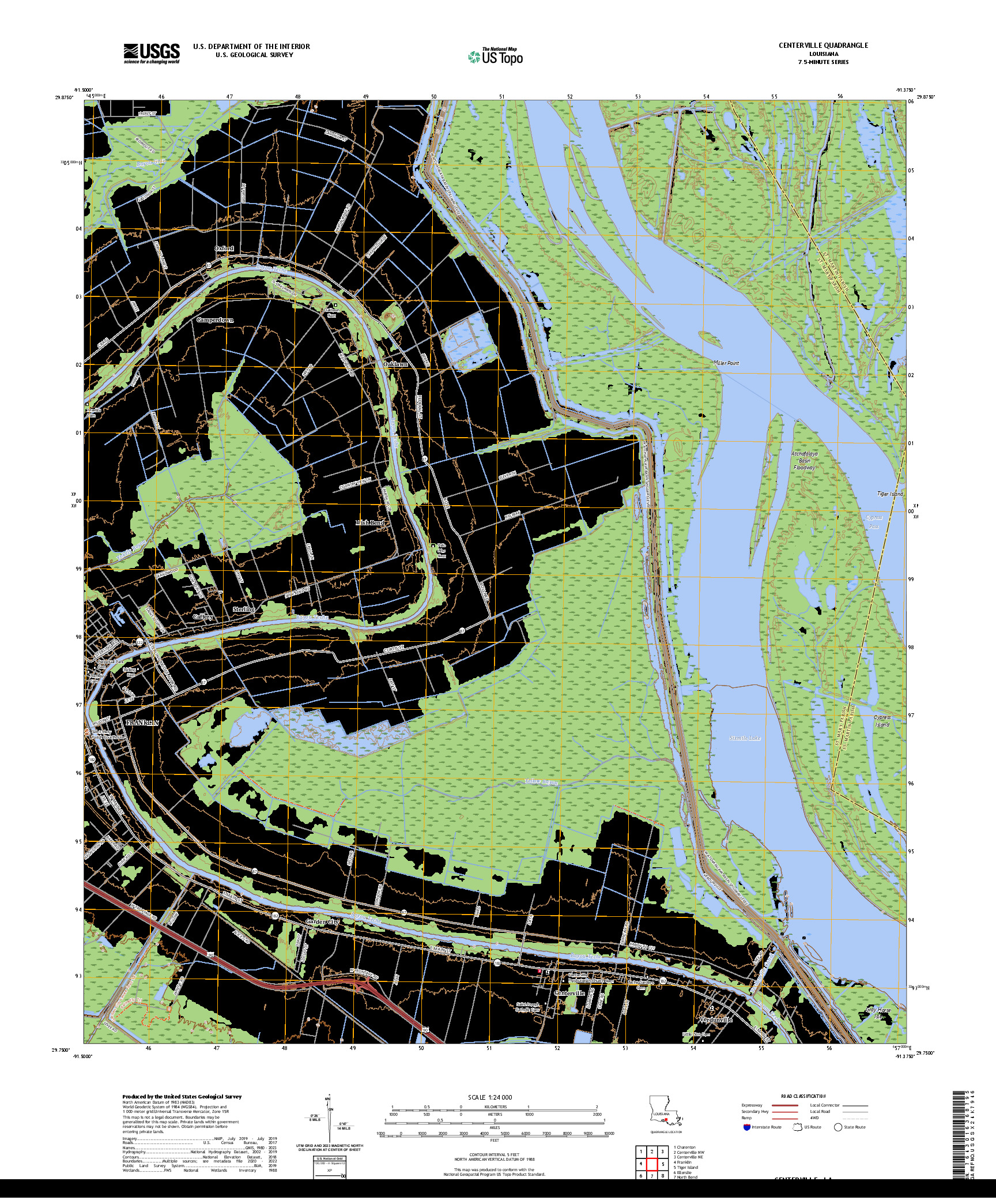 US TOPO 7.5-MINUTE MAP FOR CENTERVILLE, LA