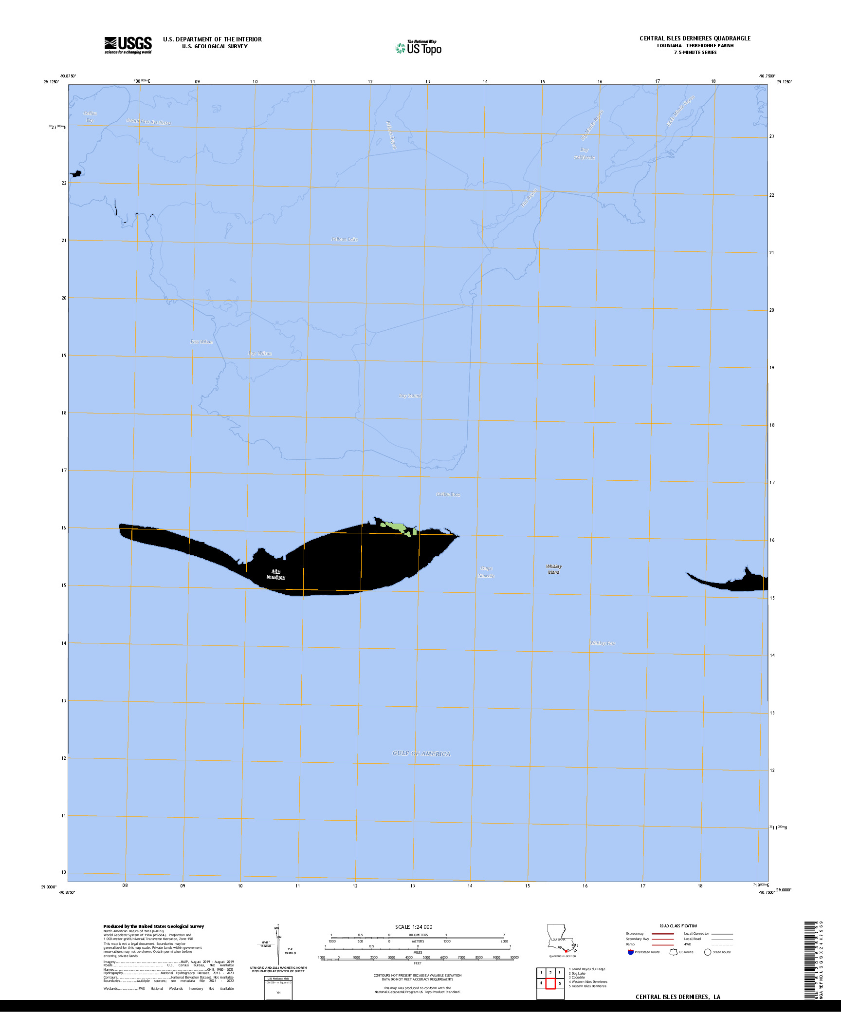 US TOPO 7.5-MINUTE MAP FOR CENTRAL ISLES DERNIERES, LA