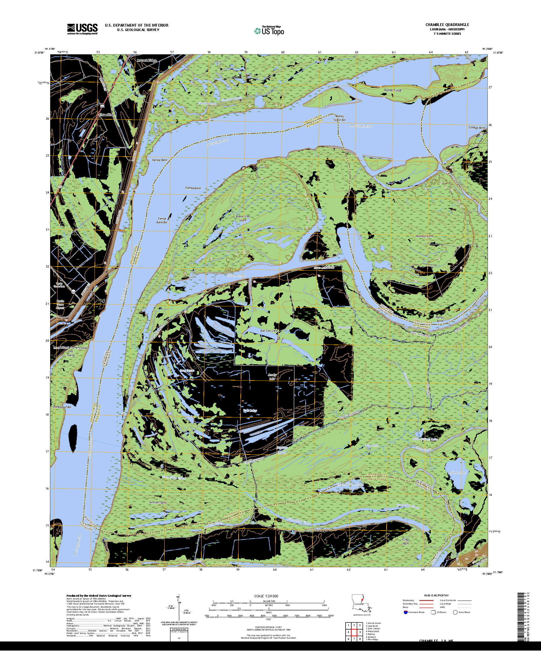 US TOPO 7.5-MINUTE MAP FOR CHAMBLEE, LA,MS