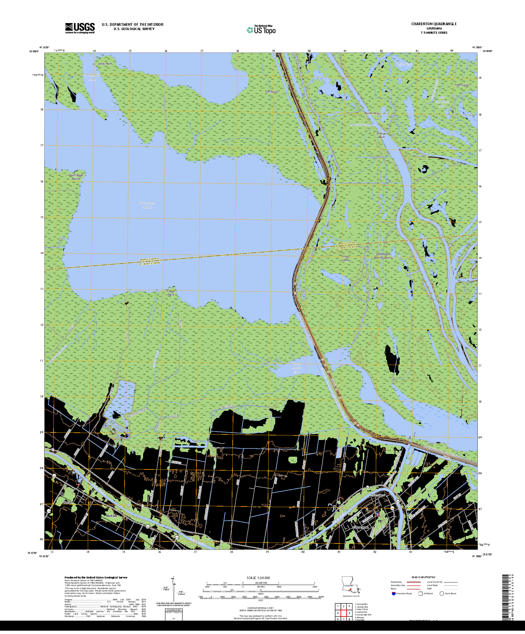 US TOPO 7.5-MINUTE MAP FOR CHARENTON, LA