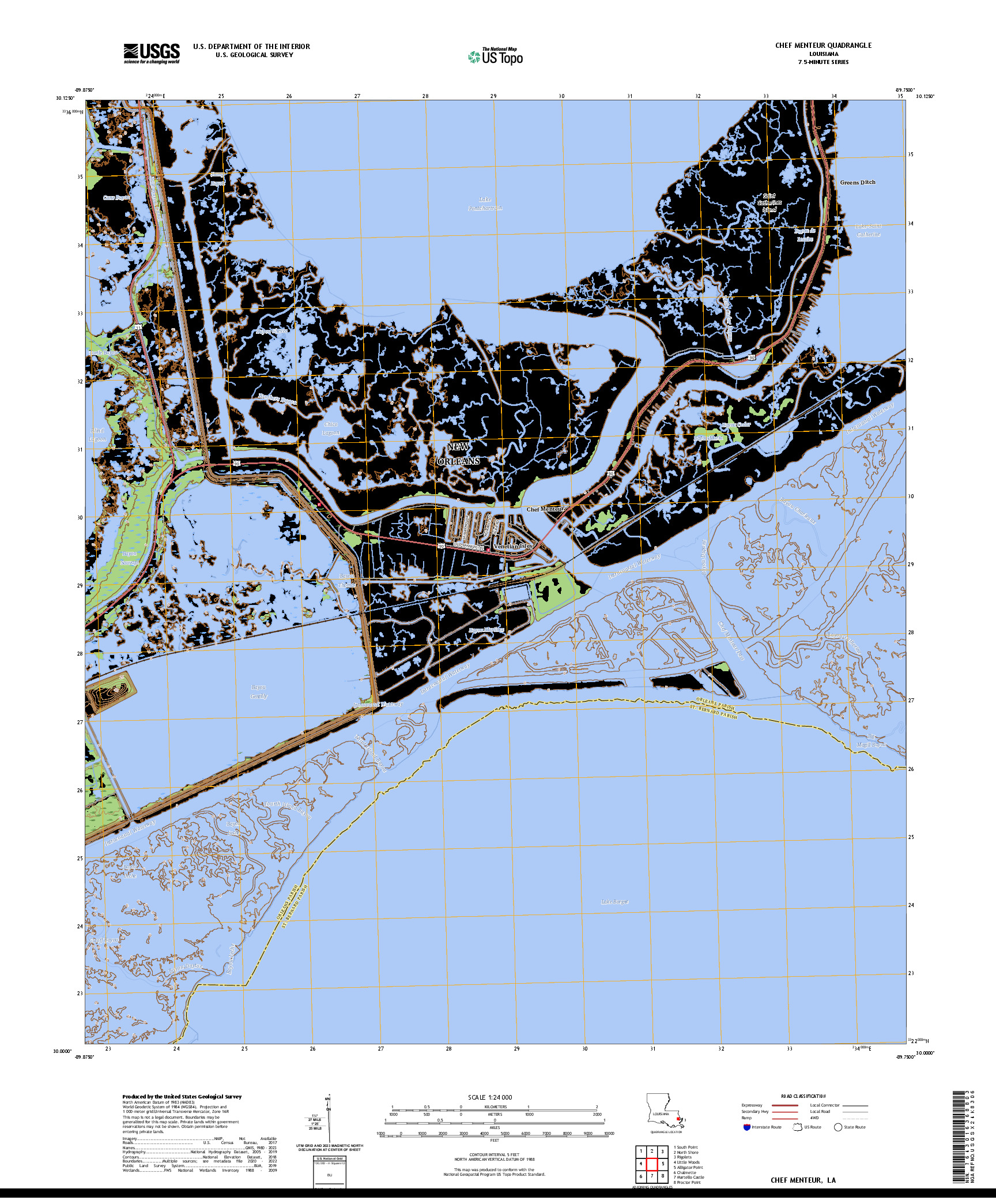 US TOPO 7.5-MINUTE MAP FOR CHEF MENTEUR, LA