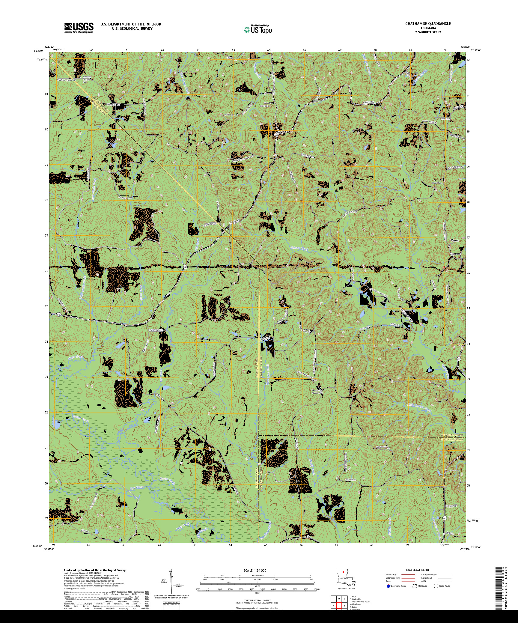 US TOPO 7.5-MINUTE MAP FOR CHATHAM SE, LA