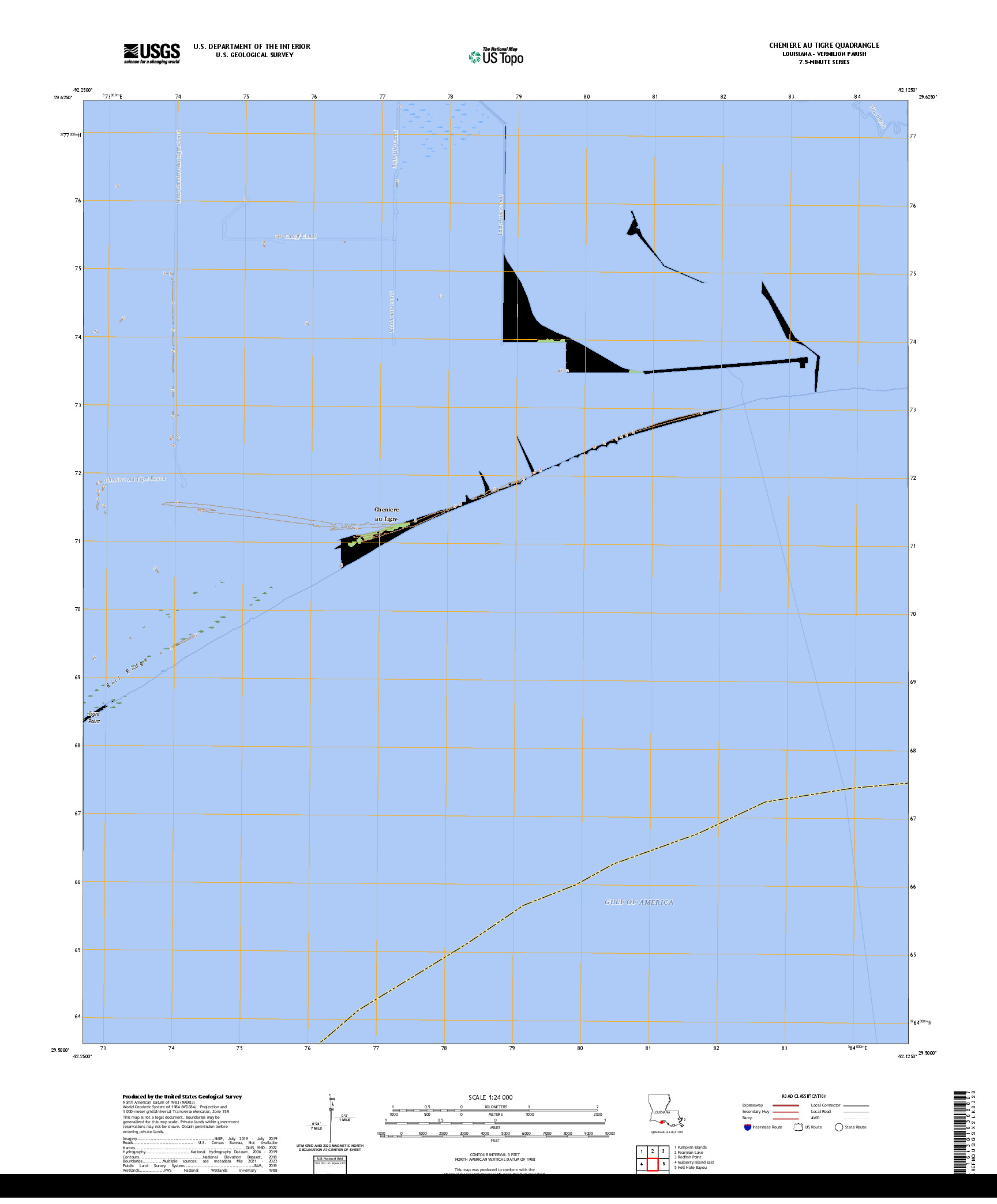 US TOPO 7.5-MINUTE MAP FOR CHENIERE AU TIGRE, LA