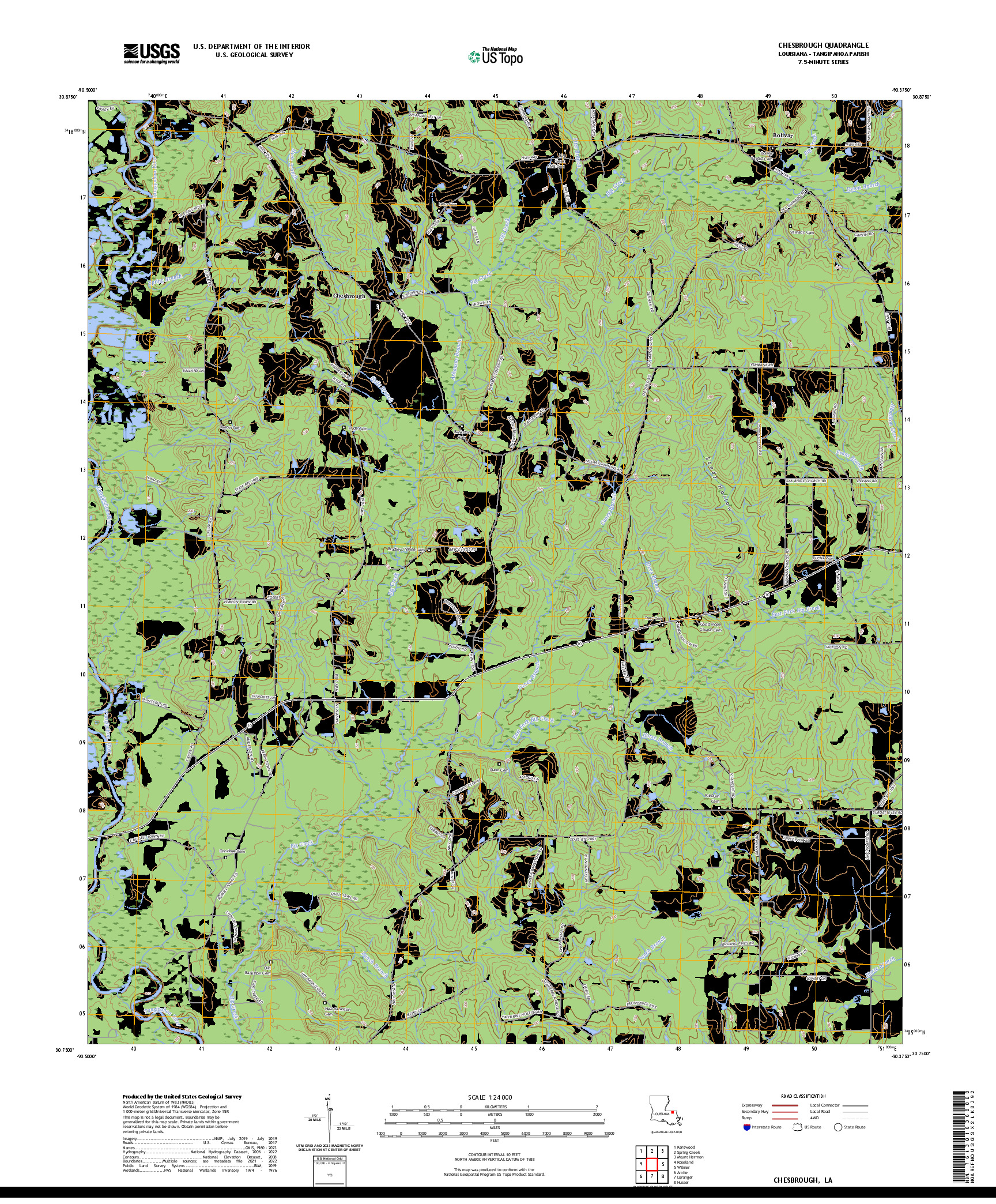 US TOPO 7.5-MINUTE MAP FOR CHESBROUGH, LA