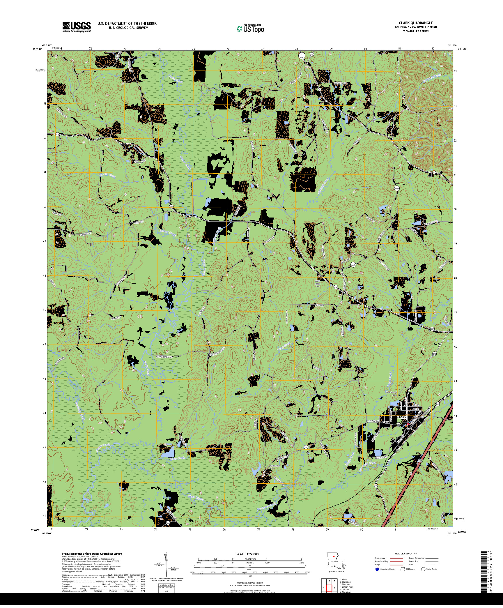 US TOPO 7.5-MINUTE MAP FOR CLARK, LA