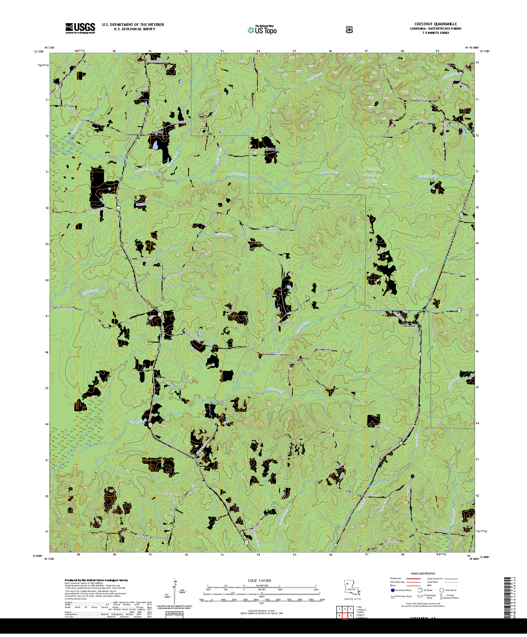 US TOPO 7.5-MINUTE MAP FOR CHESTNUT, LA