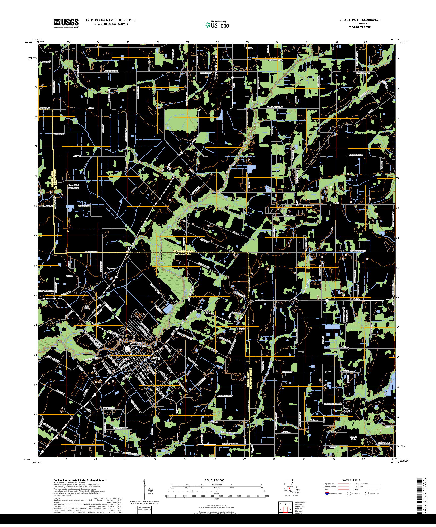US TOPO 7.5-MINUTE MAP FOR CHURCH POINT, LA