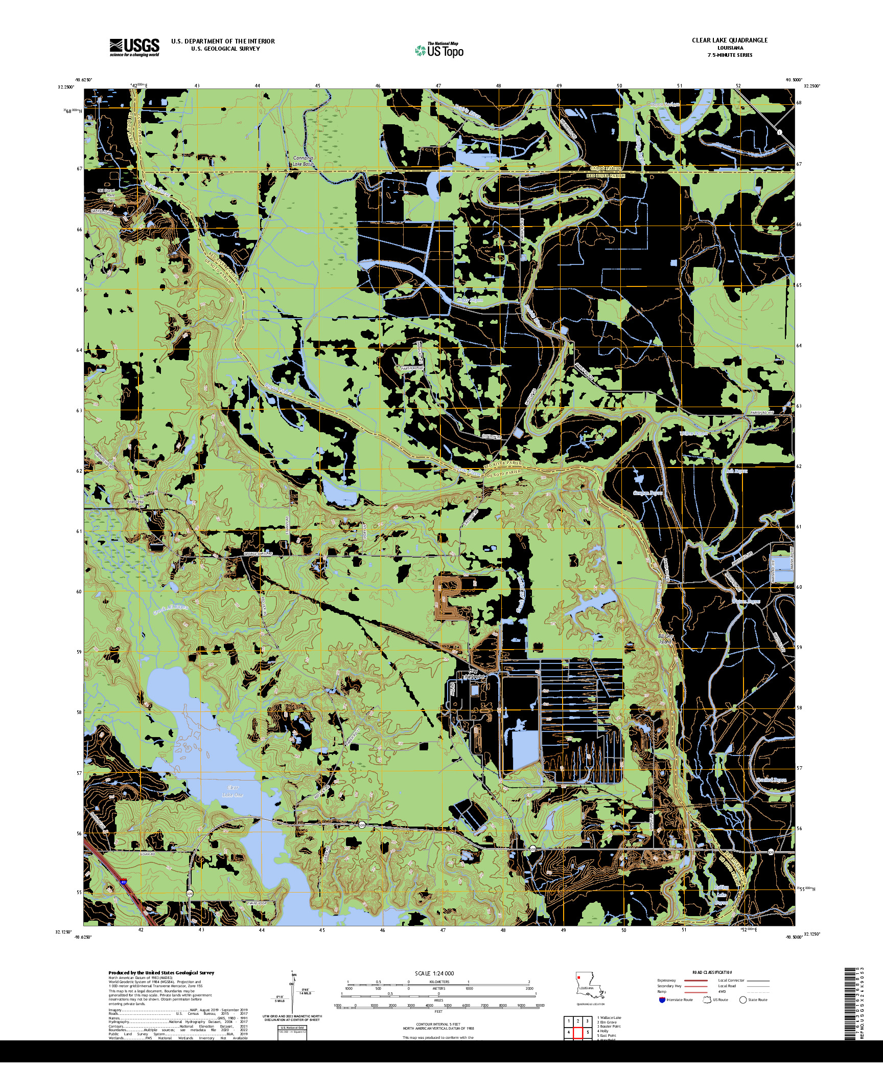 US TOPO 7.5-MINUTE MAP FOR CLEAR LAKE, LA