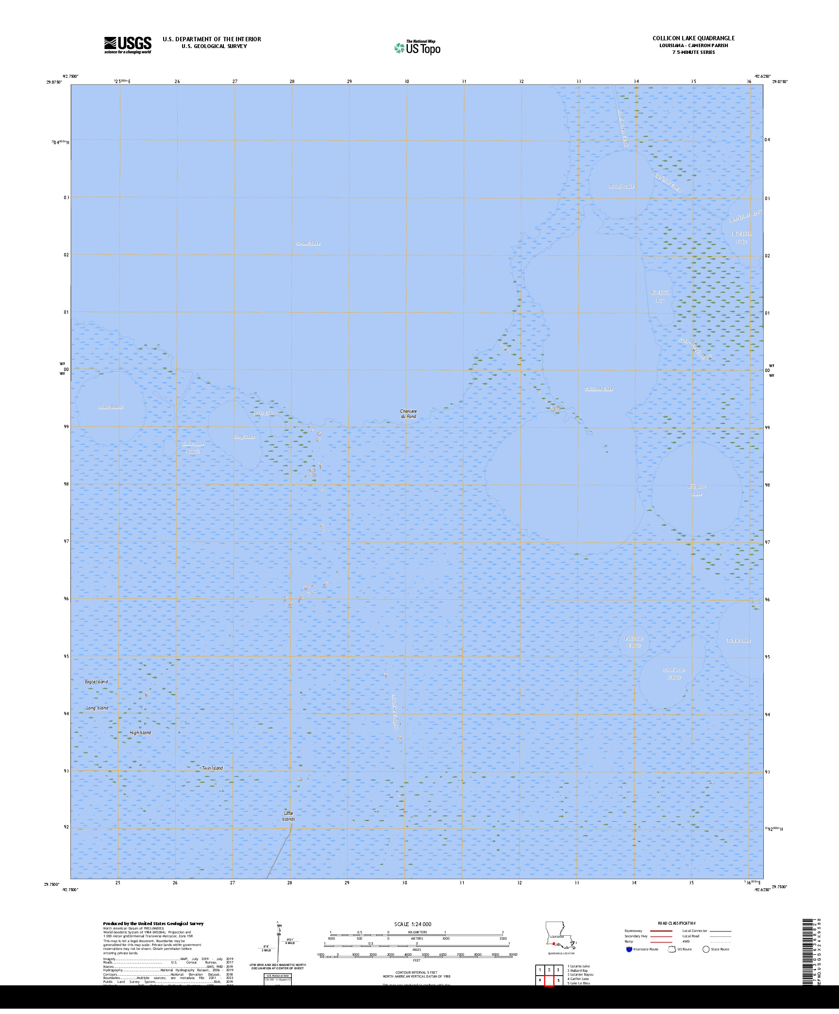 US TOPO 7.5-MINUTE MAP FOR COLLICON LAKE, LA