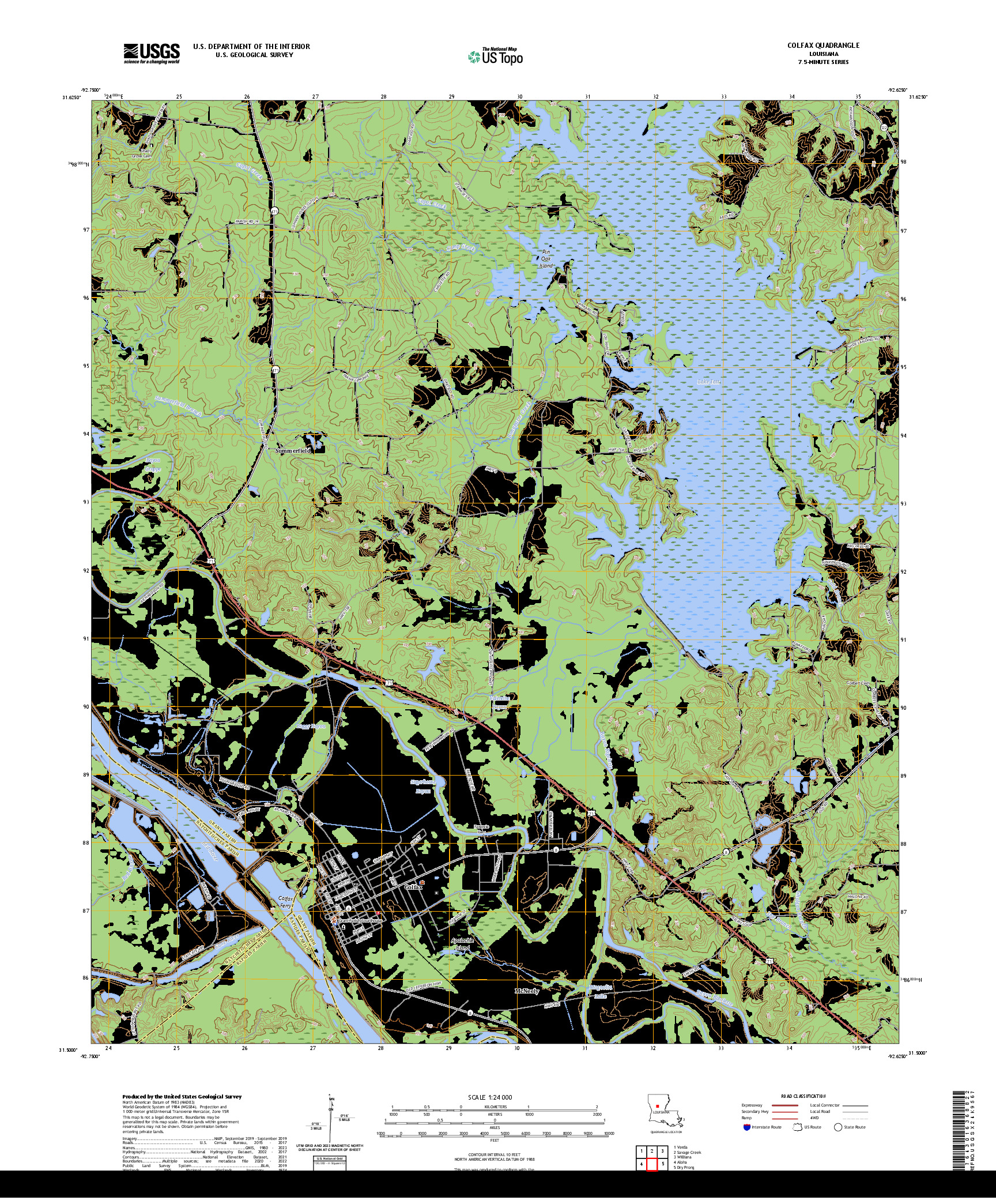 US TOPO 7.5-MINUTE MAP FOR COLFAX, LA