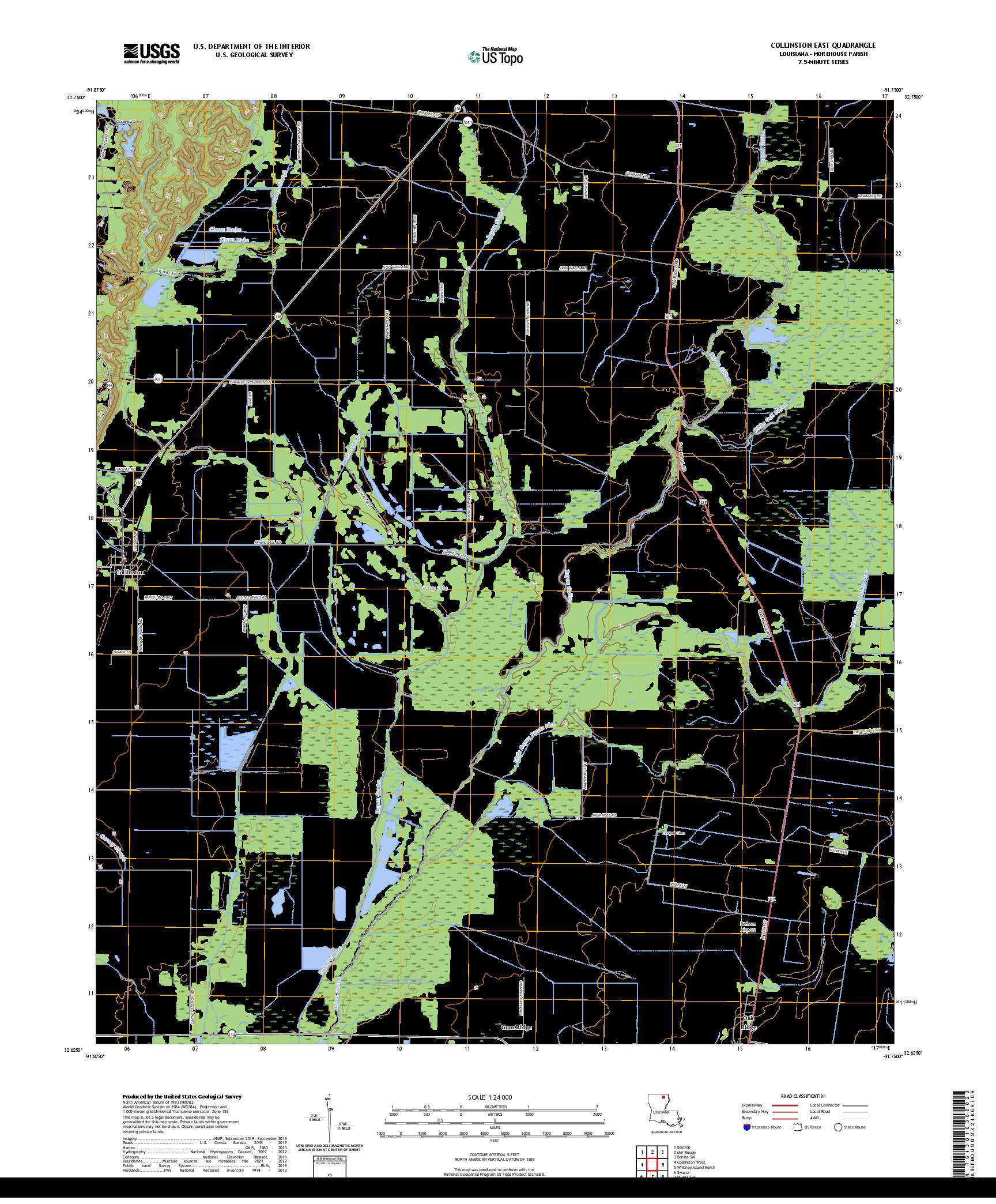 US TOPO 7.5-MINUTE MAP FOR COLLINSTON EAST, LA