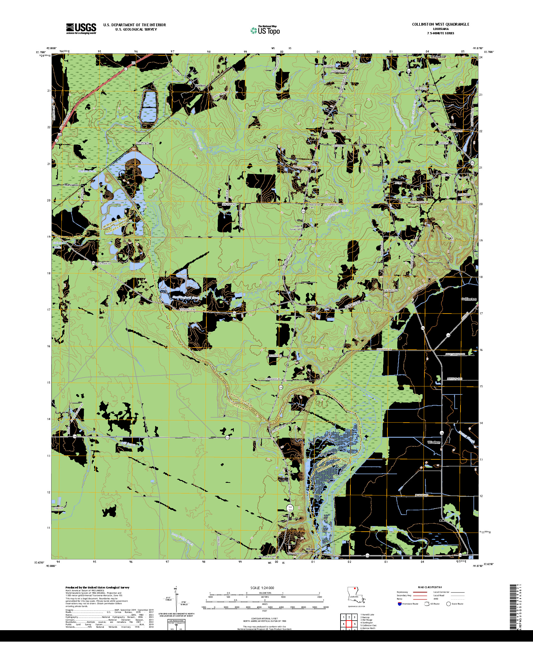 US TOPO 7.5-MINUTE MAP FOR COLLINSTON WEST, LA