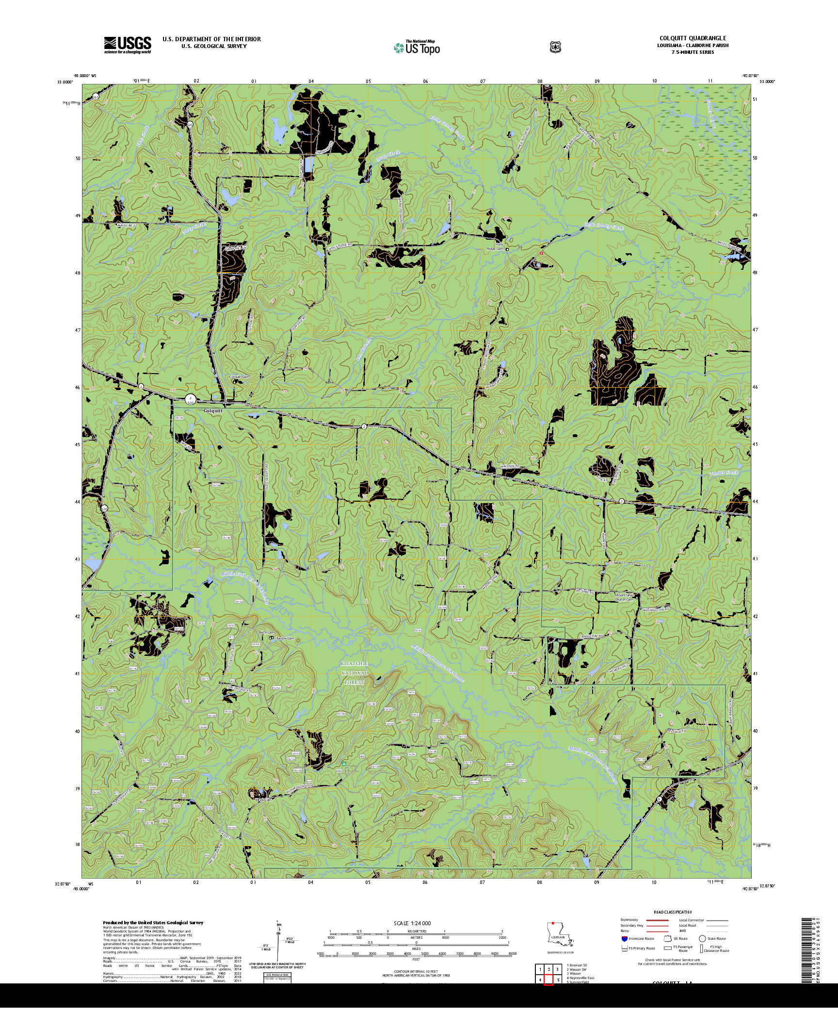 US TOPO 7.5-MINUTE MAP FOR COLQUITT, LA