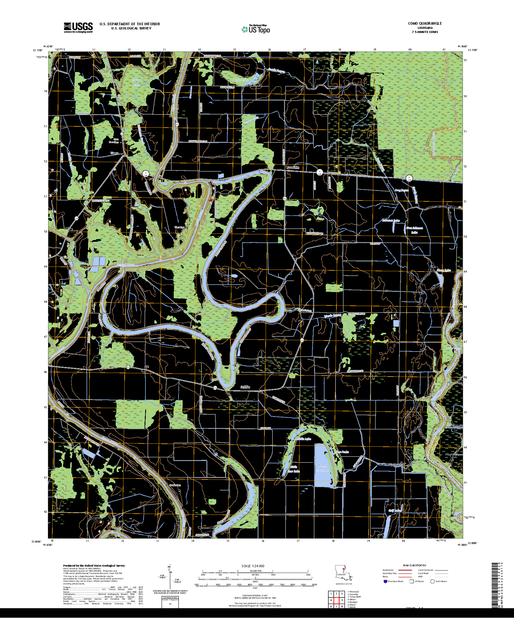 US TOPO 7.5-MINUTE MAP FOR COMO, LA