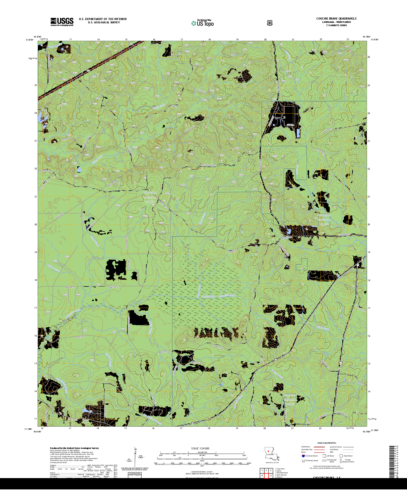 US TOPO 7.5-MINUTE MAP FOR COOCHIE BRAKE, LA