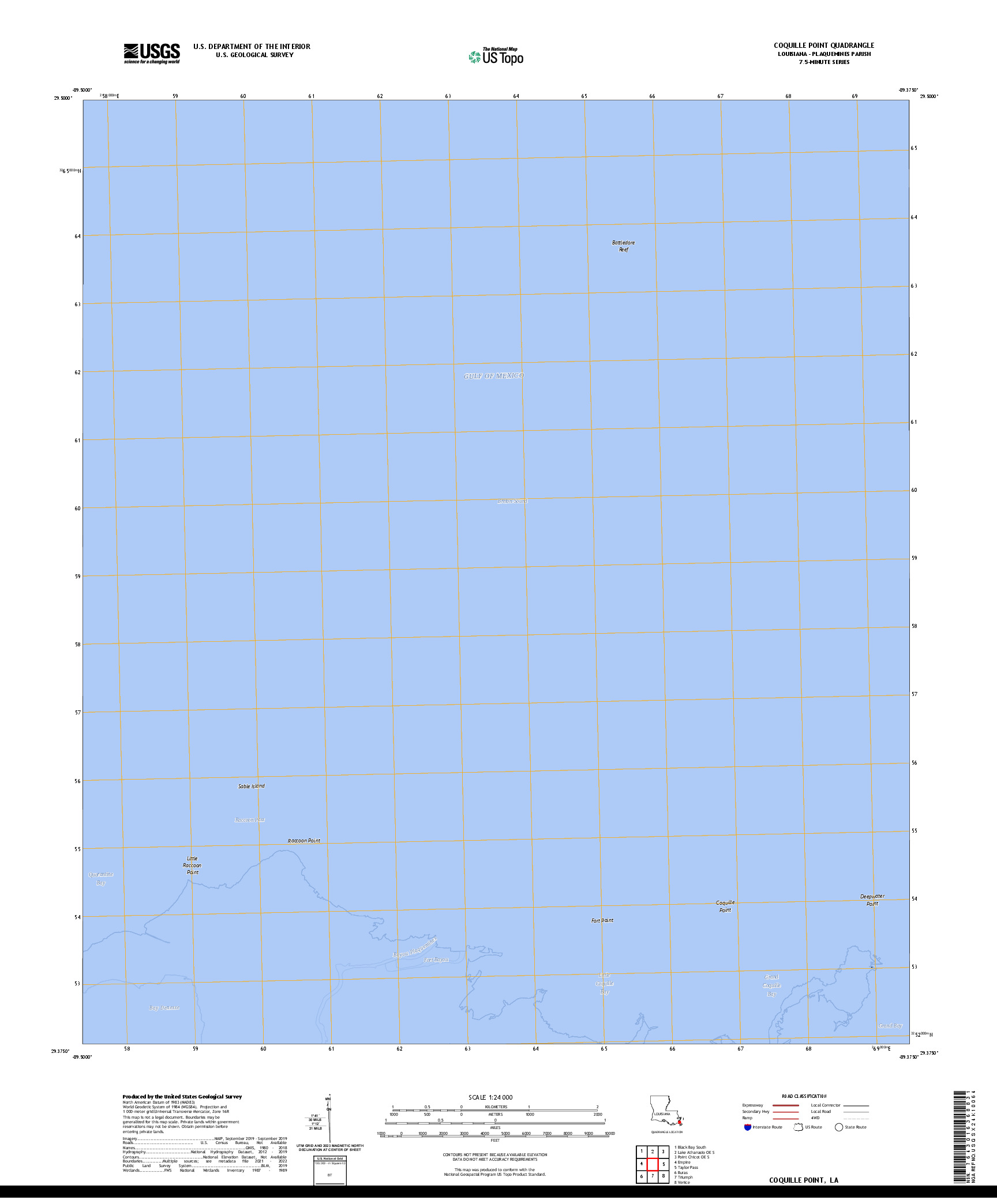 US TOPO 7.5-MINUTE MAP FOR COQUILLE POINT, LA