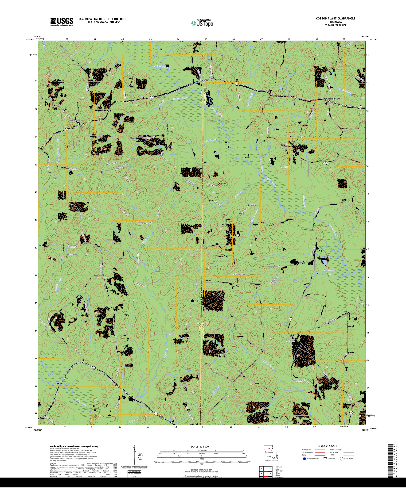 US TOPO 7.5-MINUTE MAP FOR COTTON PLANT, LA