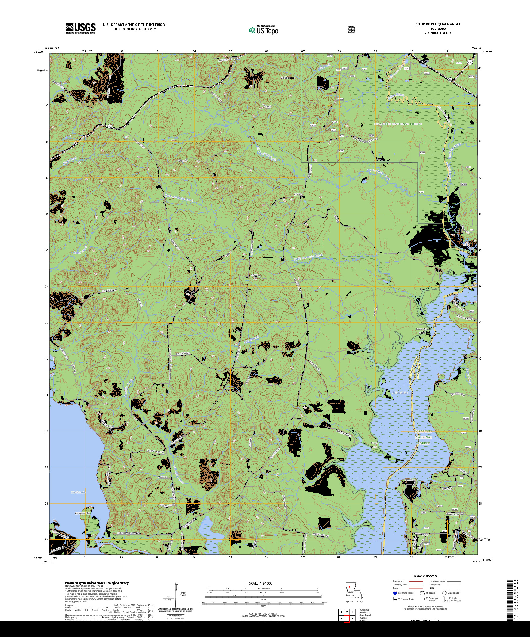 US TOPO 7.5-MINUTE MAP FOR COUP POINT, LA