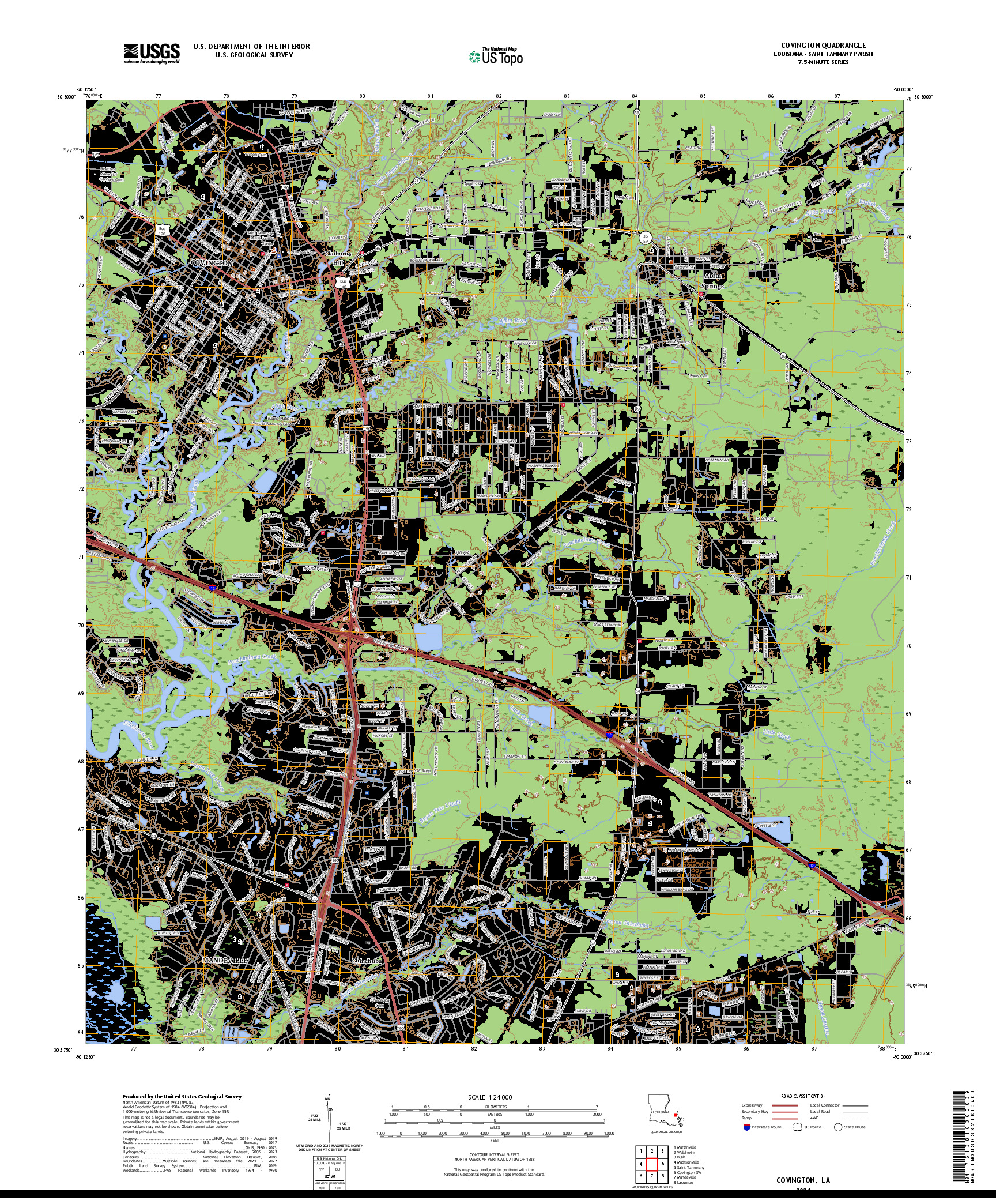 US TOPO 7.5-MINUTE MAP FOR COVINGTON, LA