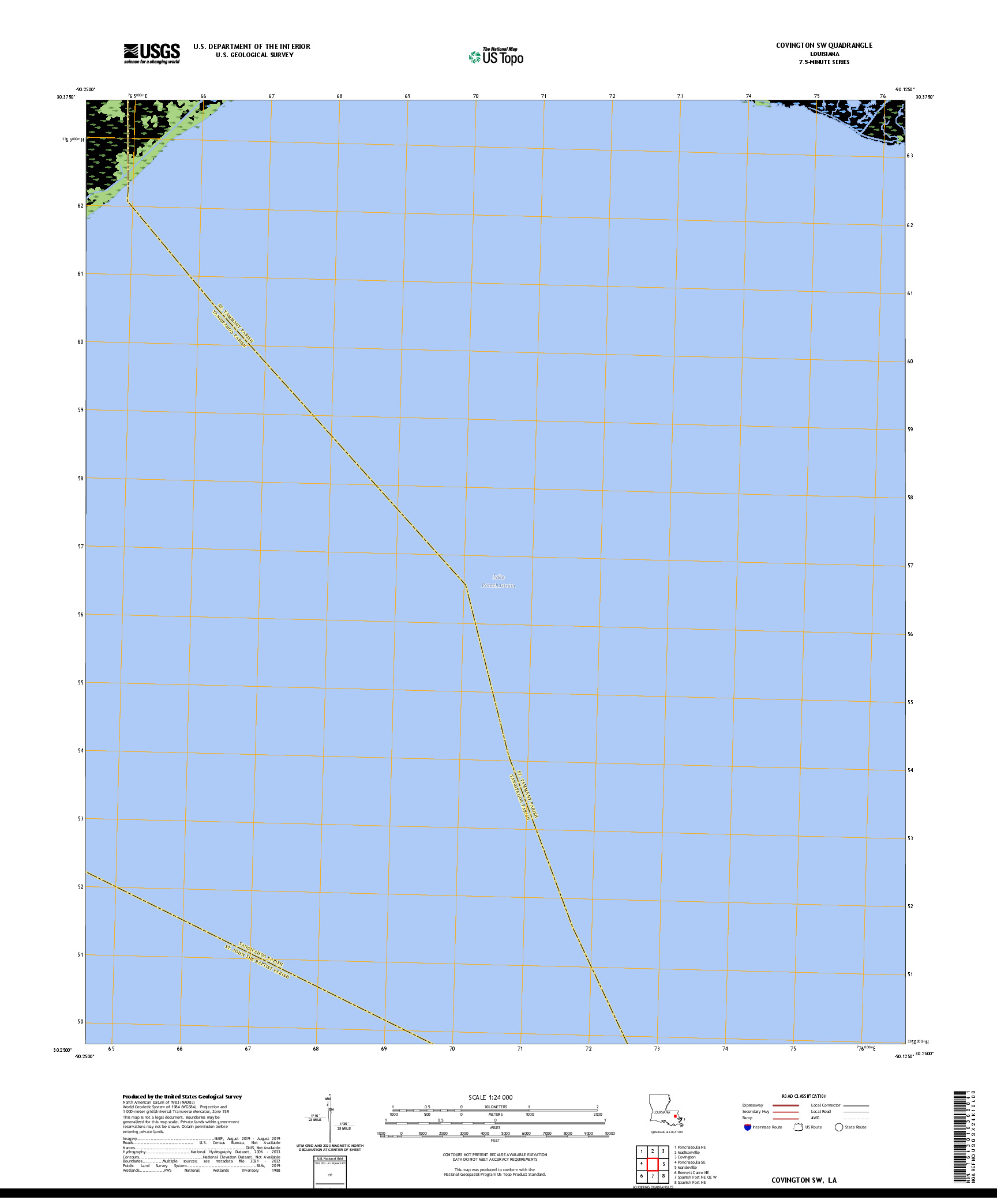 US TOPO 7.5-MINUTE MAP FOR COVINGTON SW, LA