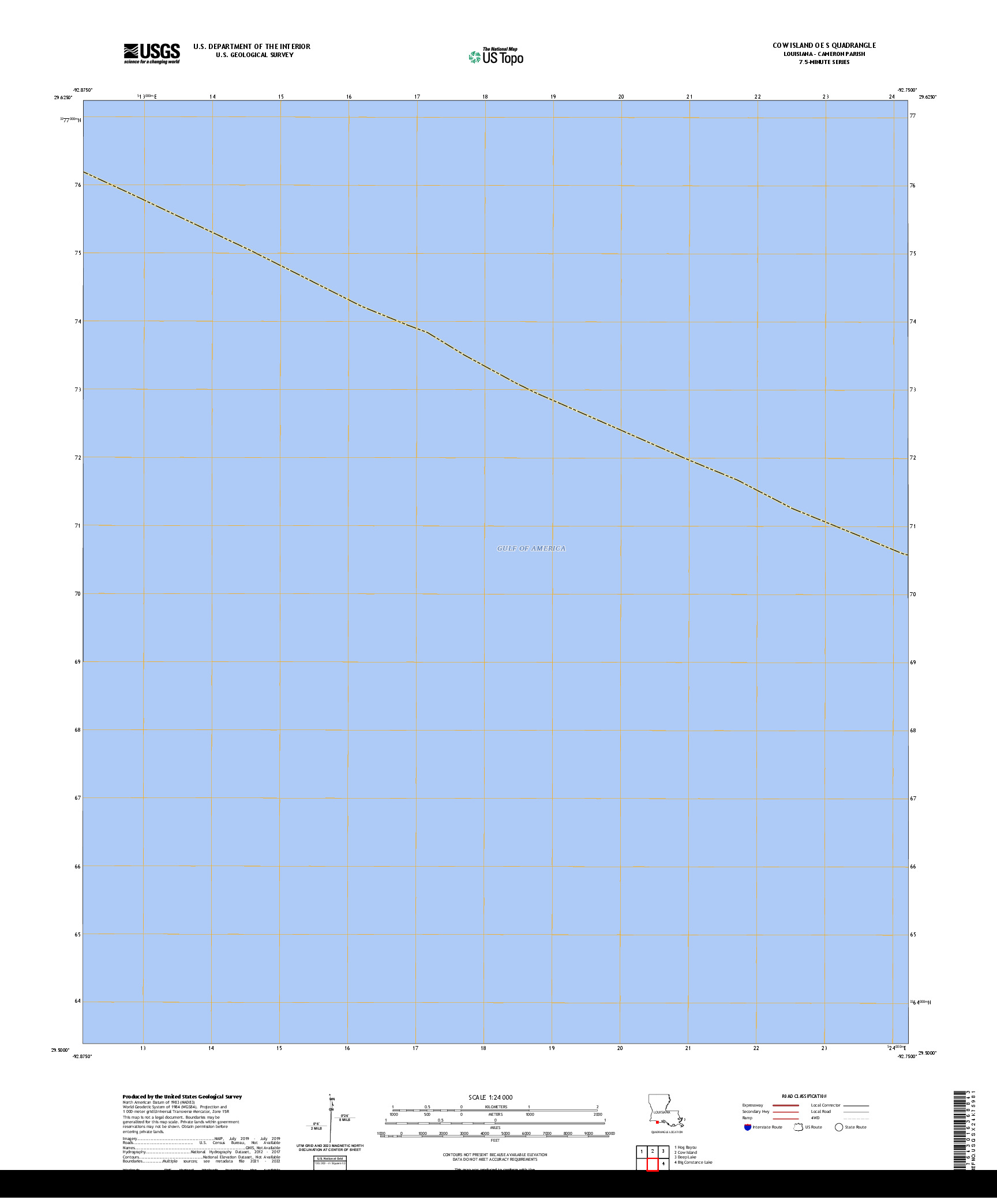 US TOPO 7.5-MINUTE MAP FOR COW ISLAND OE S, LA