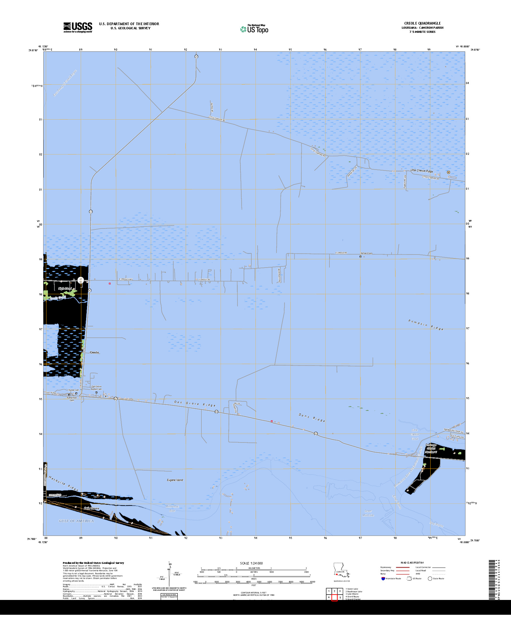 US TOPO 7.5-MINUTE MAP FOR CREOLE, LA