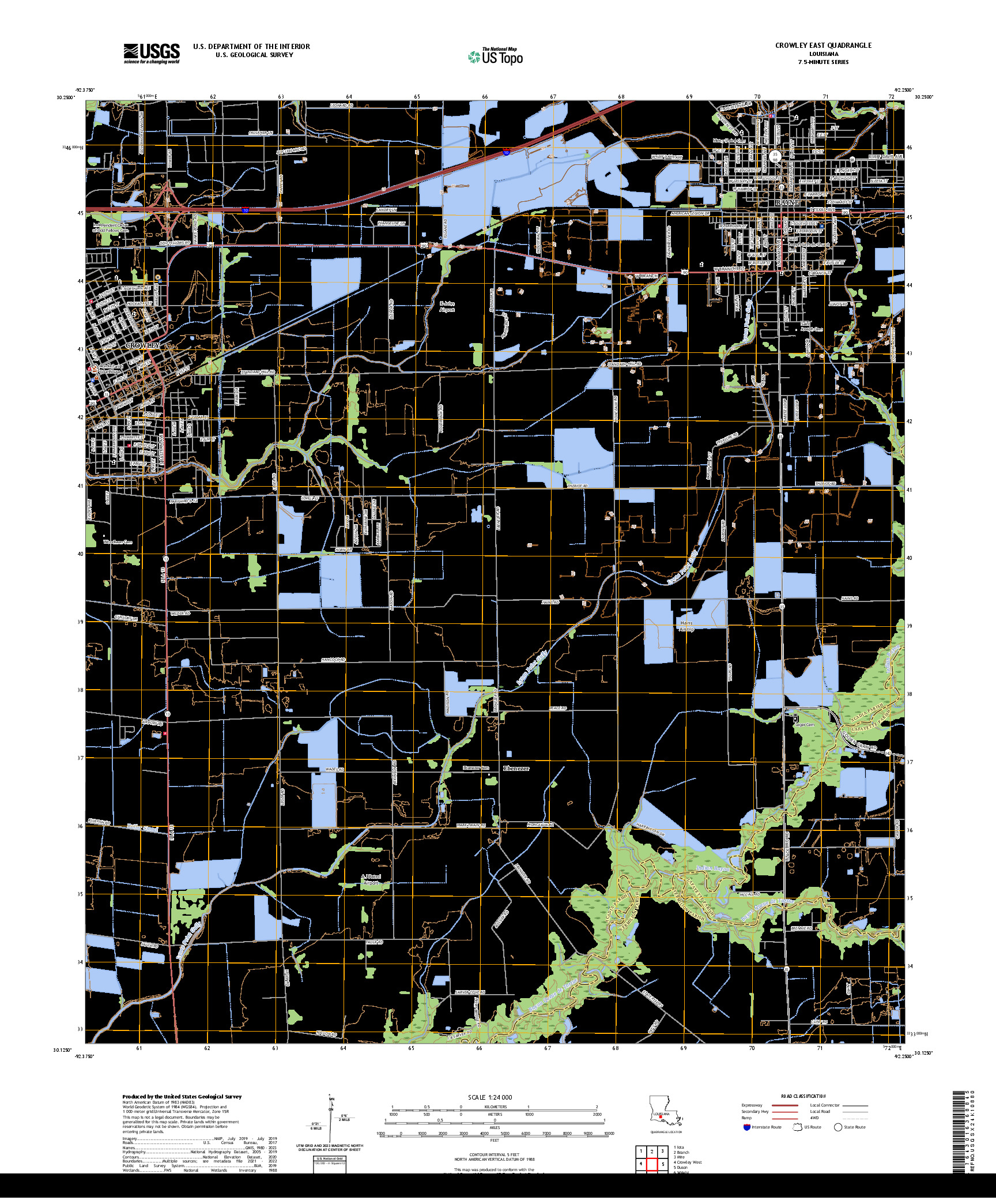 US TOPO 7.5-MINUTE MAP FOR CROWLEY EAST, LA