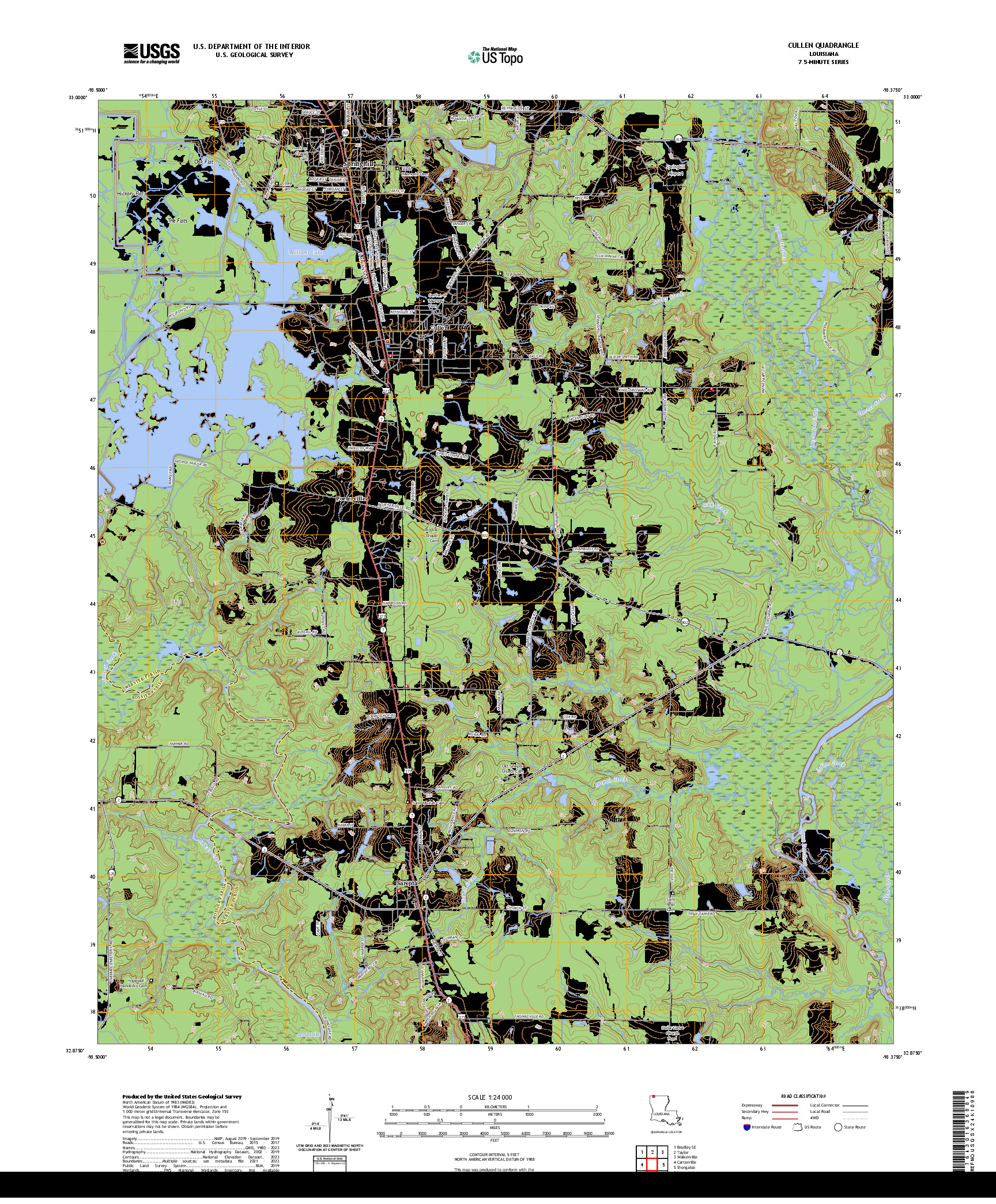 US TOPO 7.5-MINUTE MAP FOR CULLEN, LA