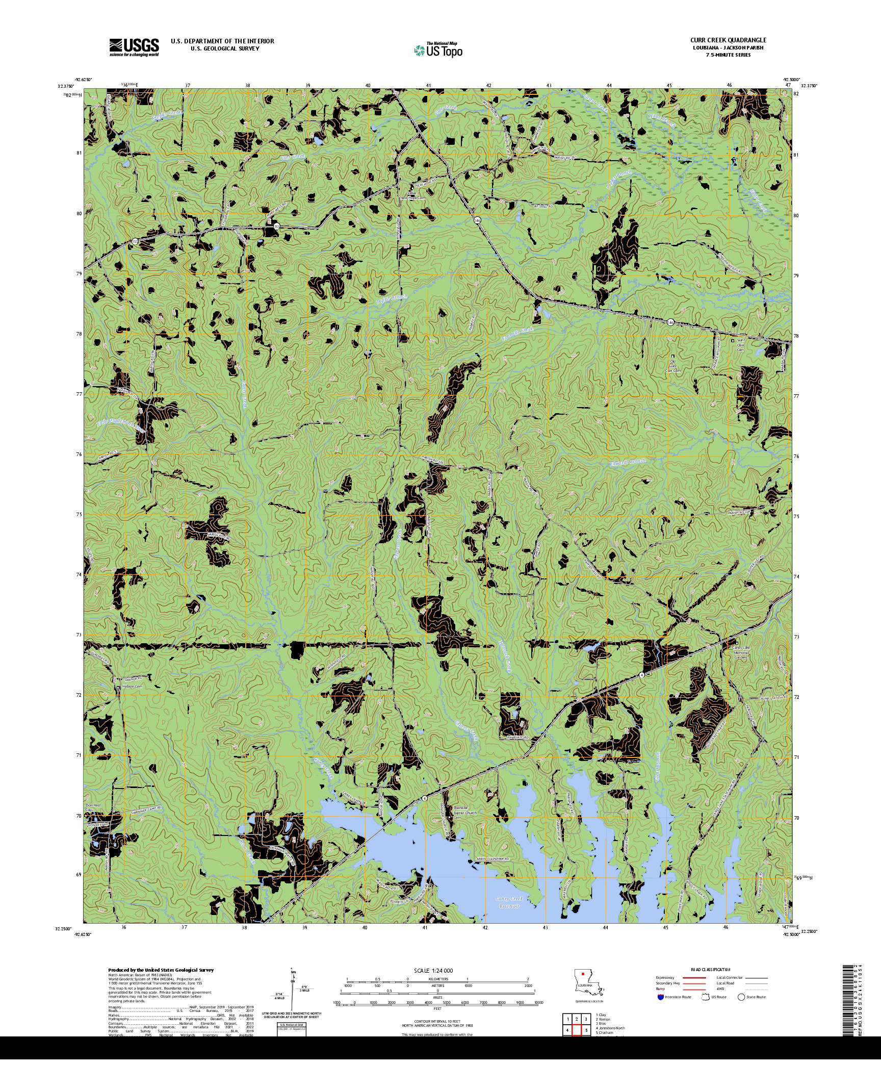 US TOPO 7.5-MINUTE MAP FOR CURR CREEK, LA