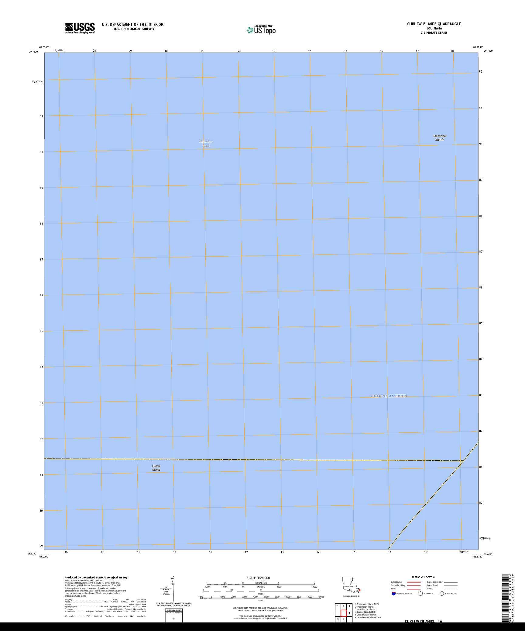 US TOPO 7.5-MINUTE MAP FOR CURLEW ISLANDS, LA