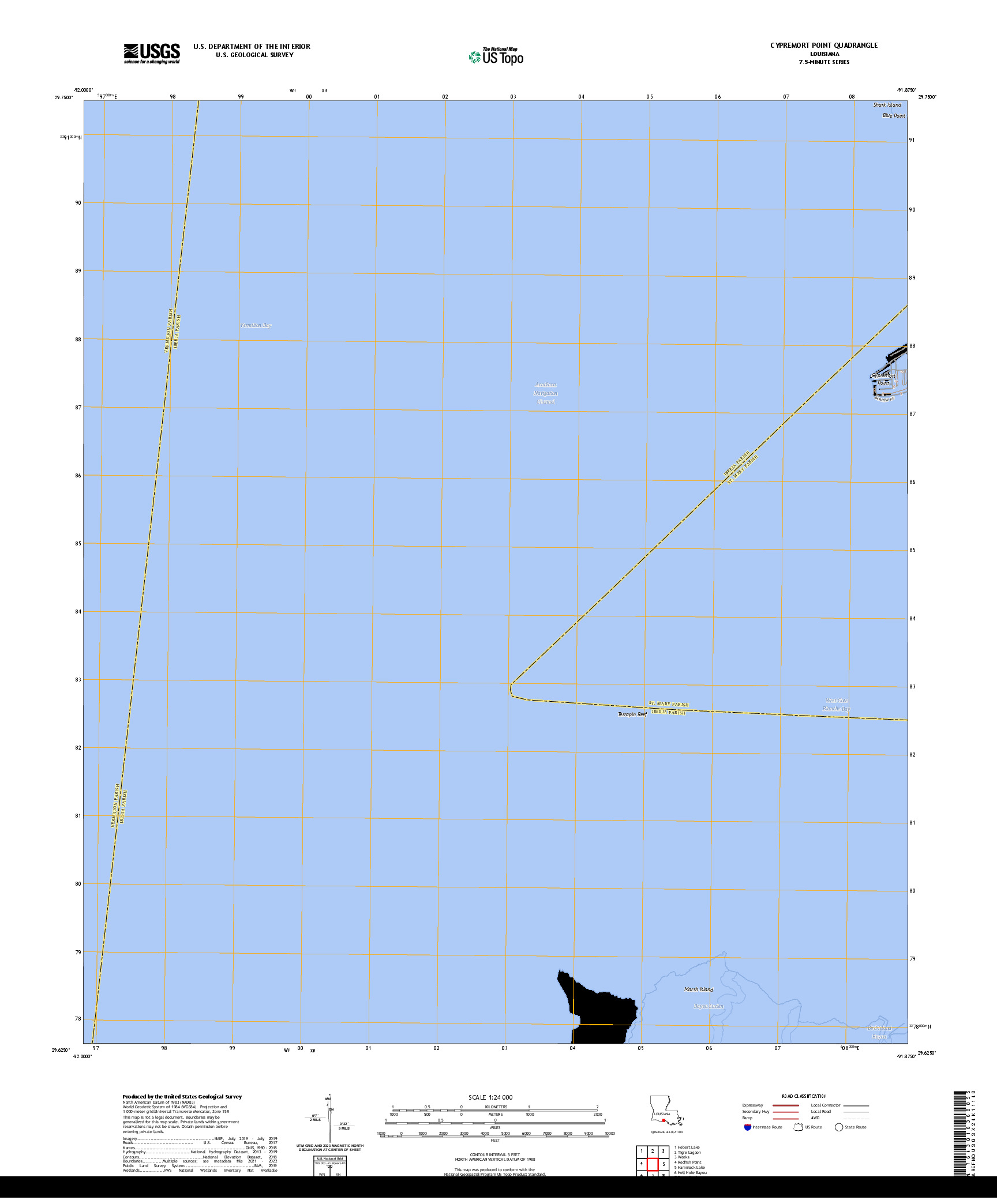 US TOPO 7.5-MINUTE MAP FOR CYPREMORT POINT, LA