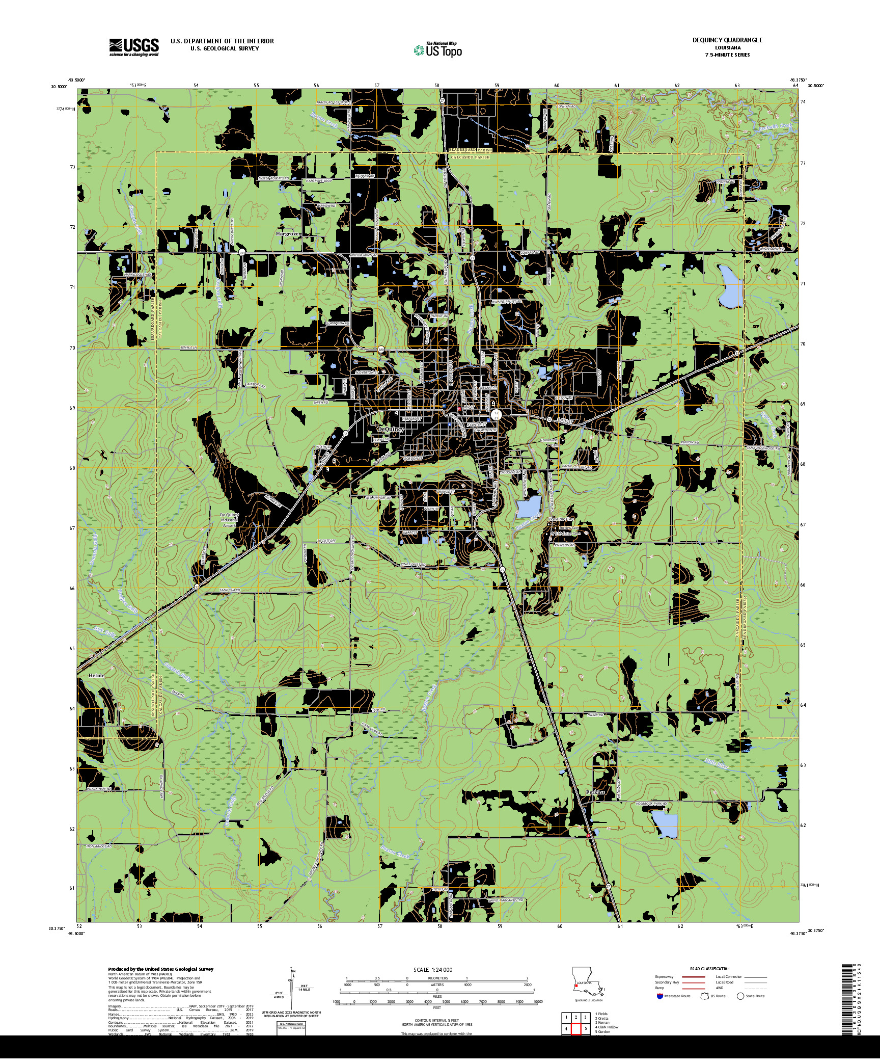 US TOPO 7.5-MINUTE MAP FOR DEQUINCY, LA