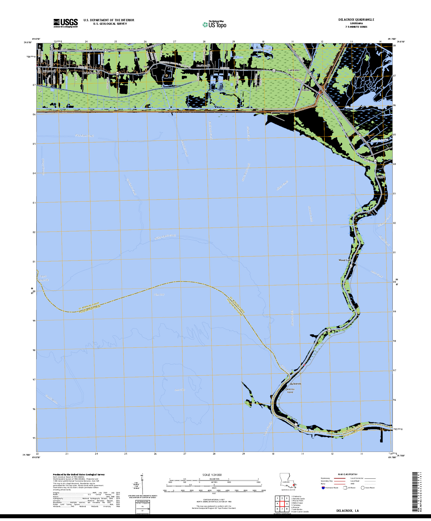 US TOPO 7.5-MINUTE MAP FOR DELACROIX, LA