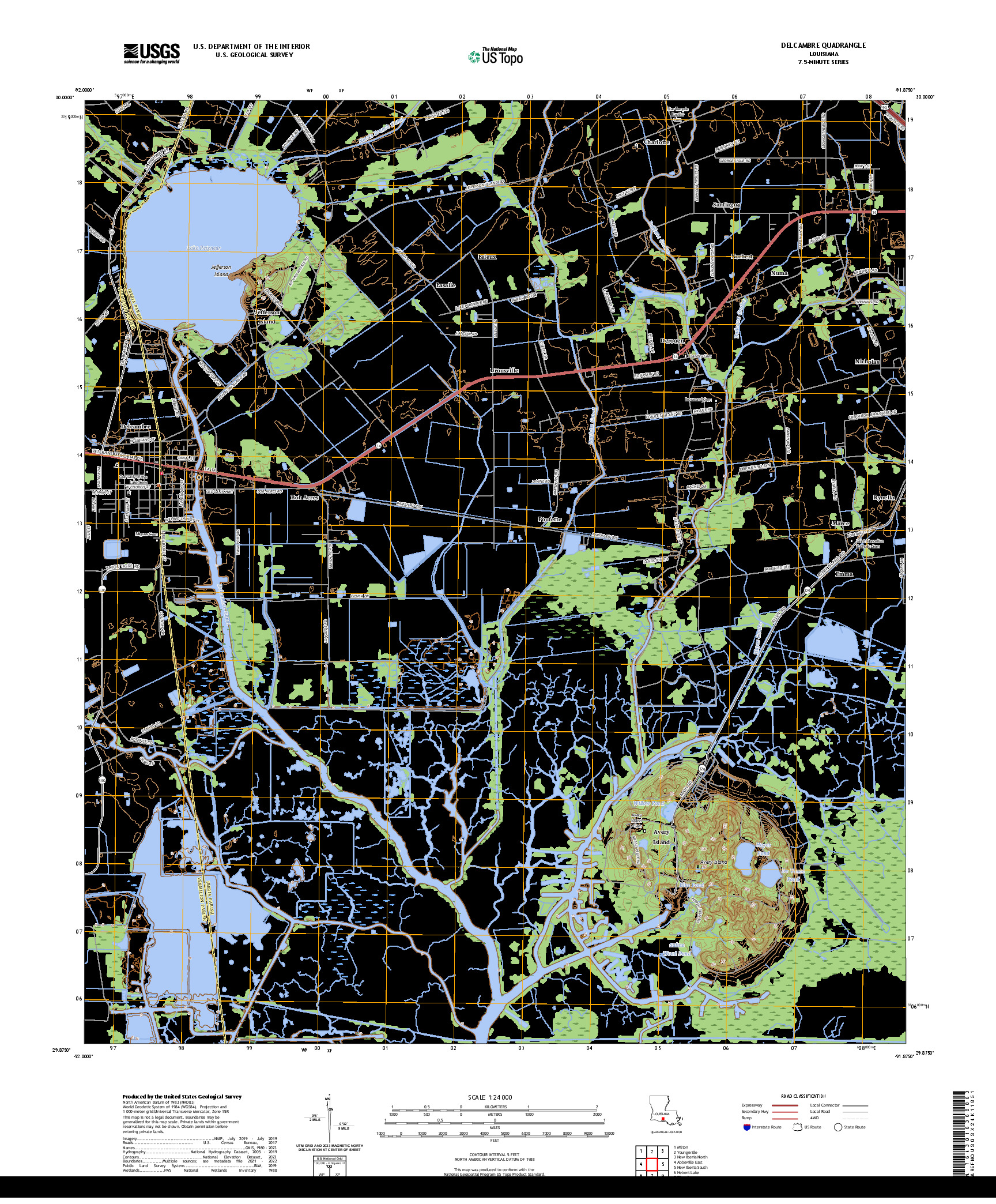 US TOPO 7.5-MINUTE MAP FOR DELCAMBRE, LA