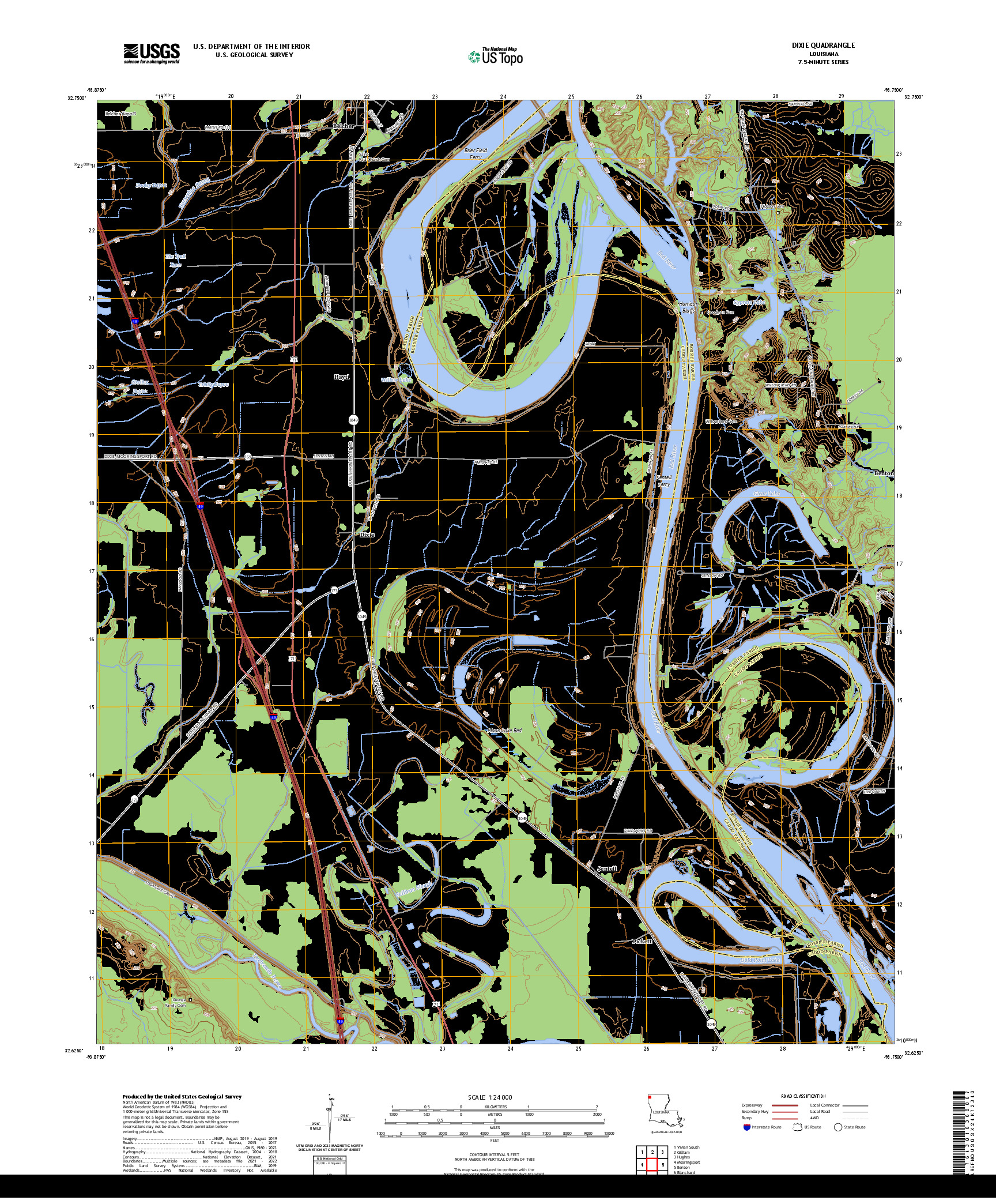 US TOPO 7.5-MINUTE MAP FOR DIXIE, LA