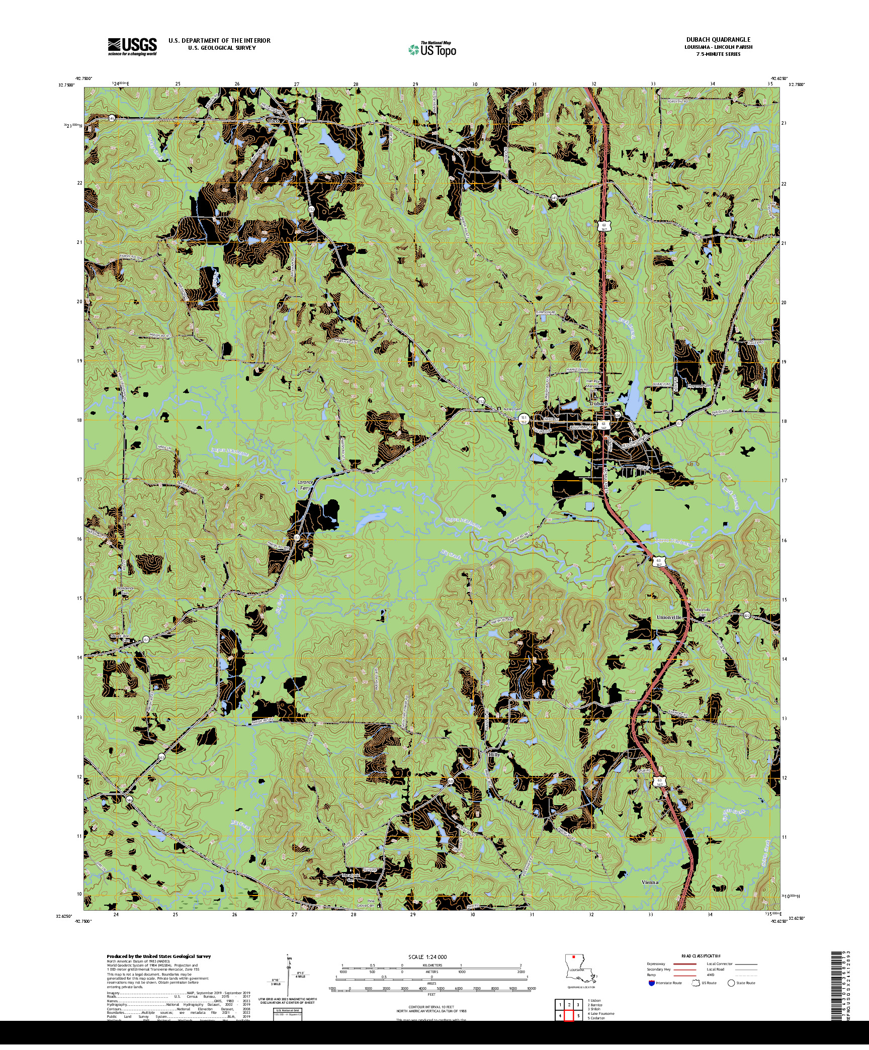 US TOPO 7.5-MINUTE MAP FOR DUBACH, LA