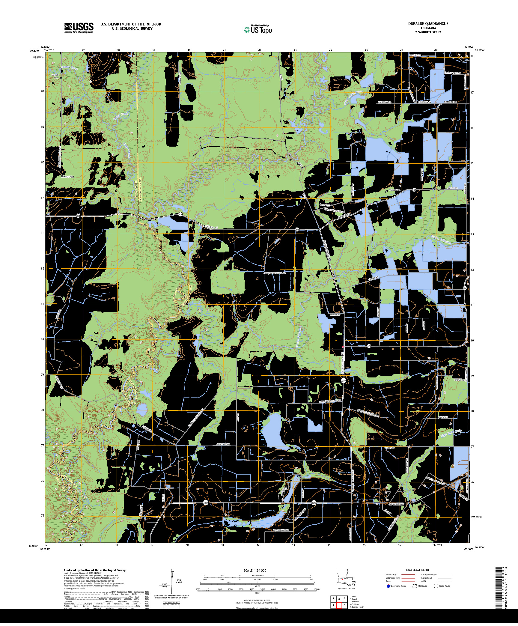 US TOPO 7.5-MINUTE MAP FOR DURALDE, LA