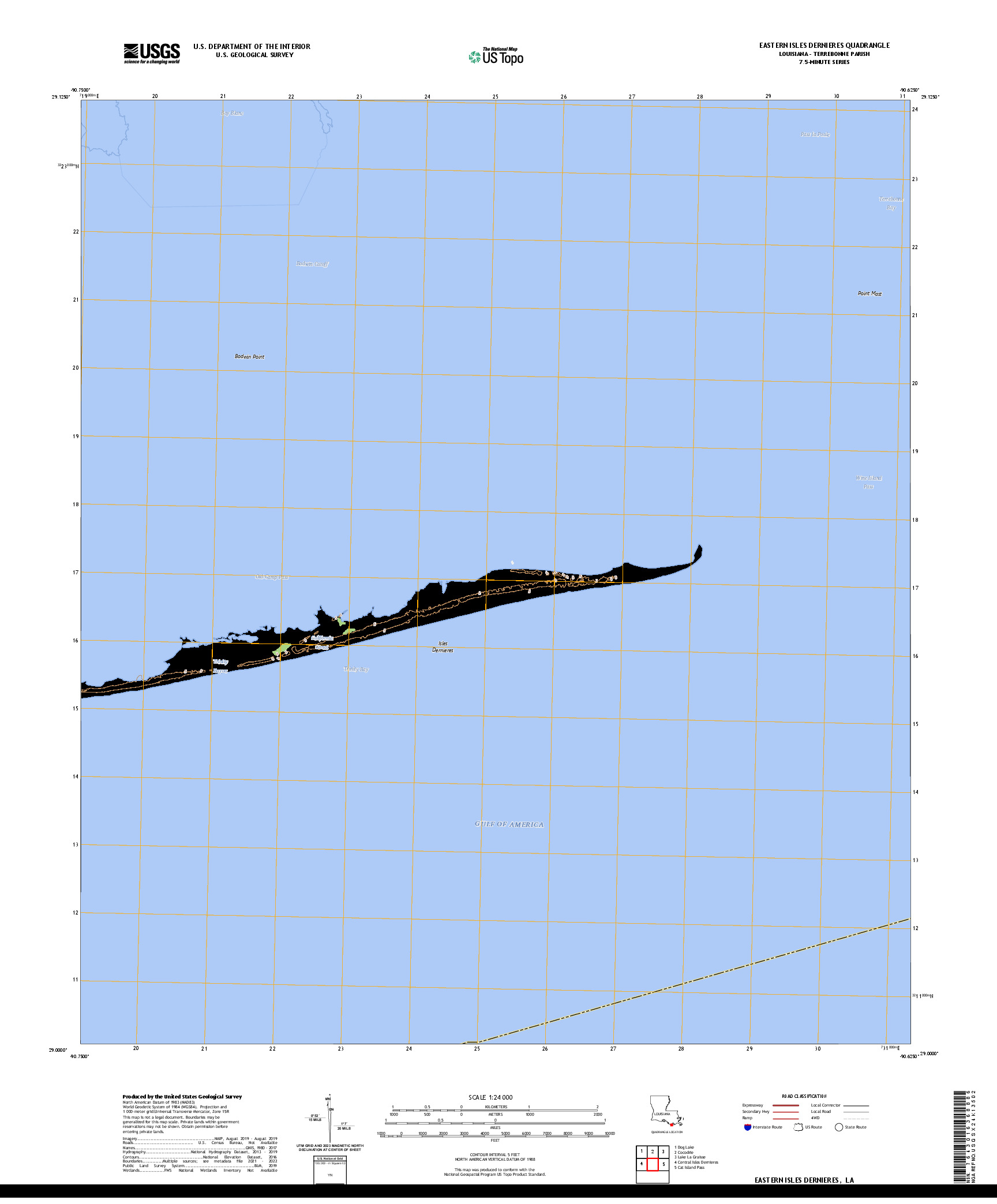 US TOPO 7.5-MINUTE MAP FOR EASTERN ISLES DERNIERES, LA