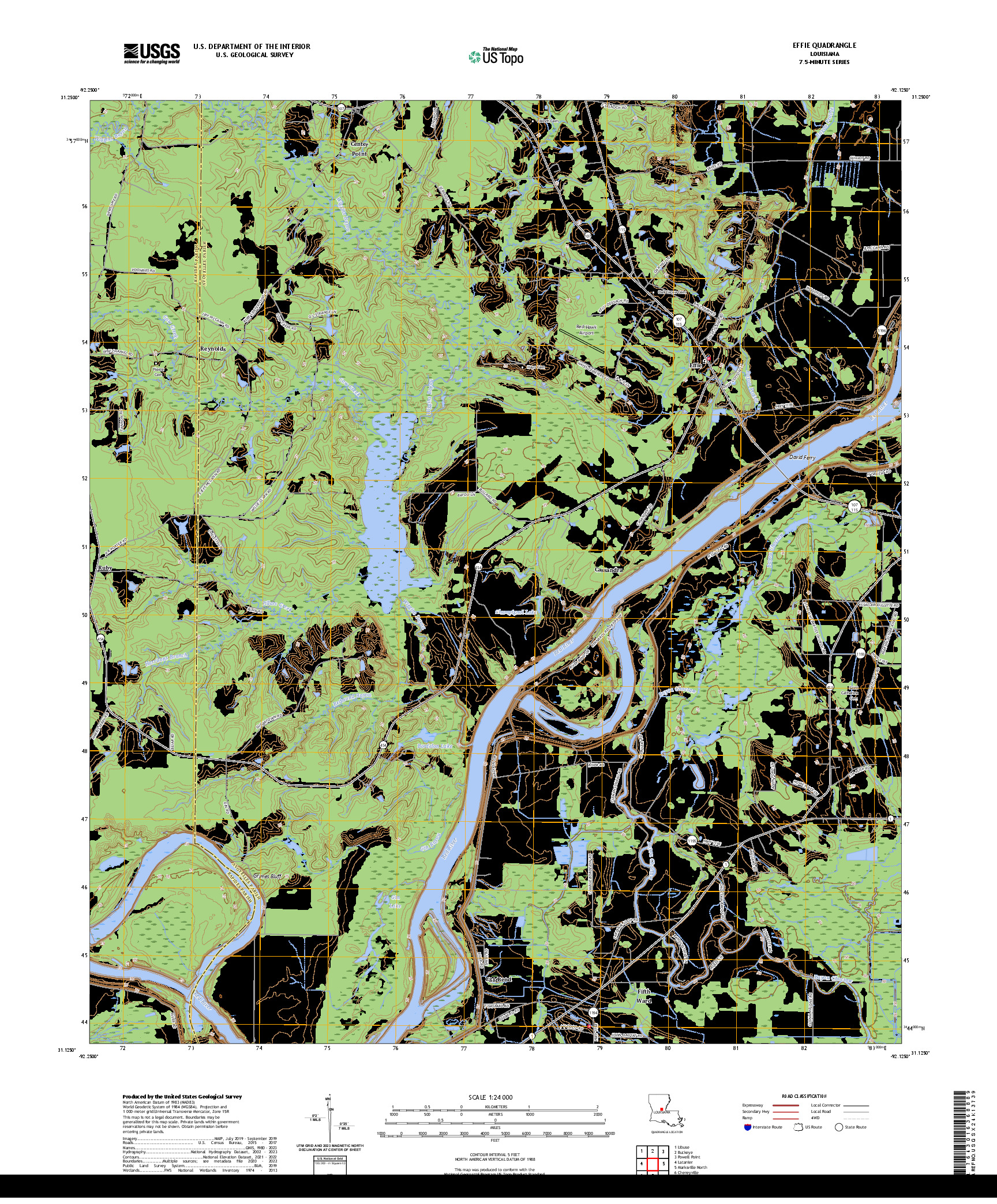 US TOPO 7.5-MINUTE MAP FOR EFFIE, LA